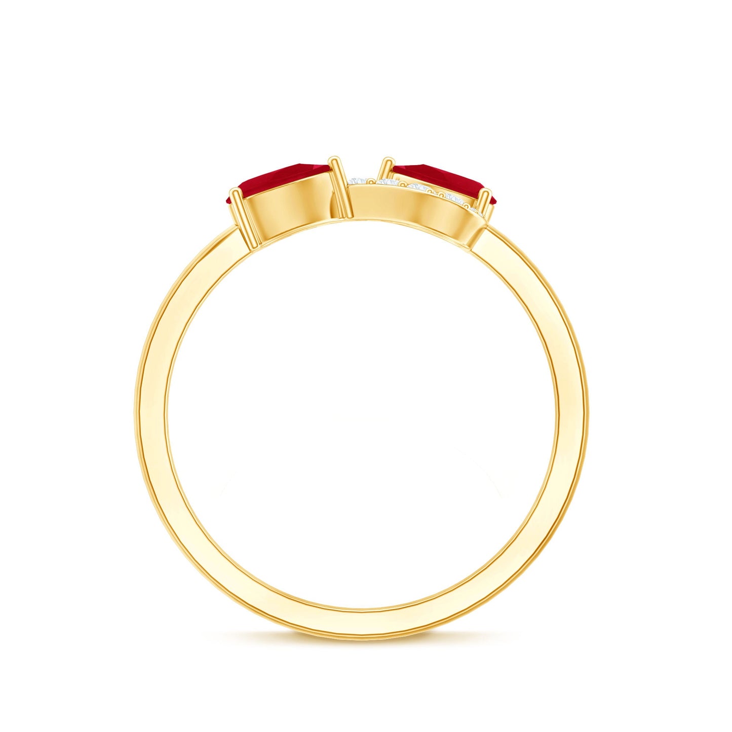 Natural Pear Shape Ruby Toi Et Moi Promise Ring with Diamond