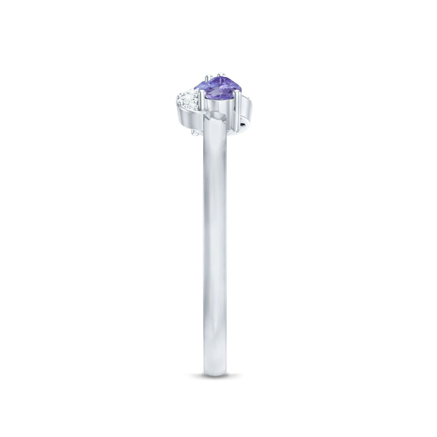 Real Tanzanite 2 Stone Promise Ring with Diamond