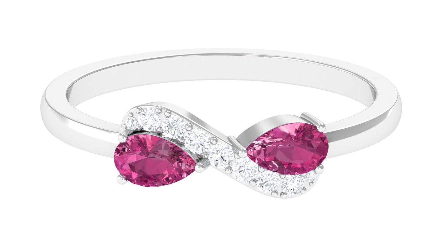 Pink Tourmaline Infinity Promise Ring with Diamond