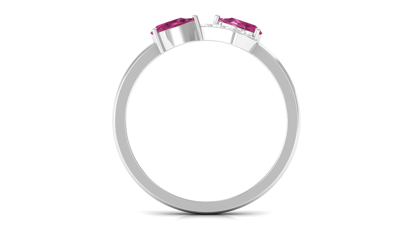 Pink Tourmaline Infinity Promise Ring with Diamond