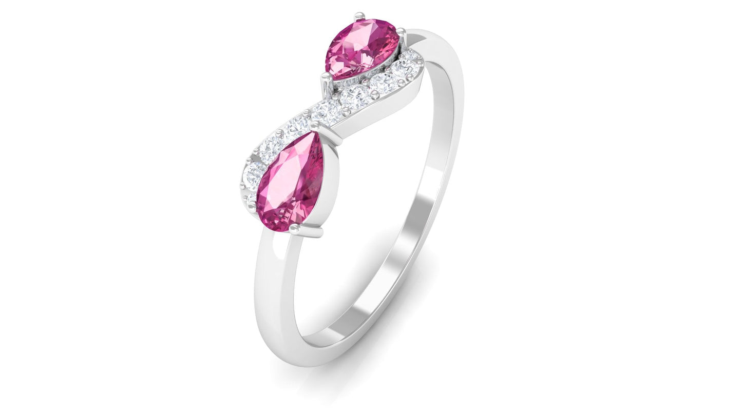 Pink Tourmaline Infinity Promise Ring with Diamond