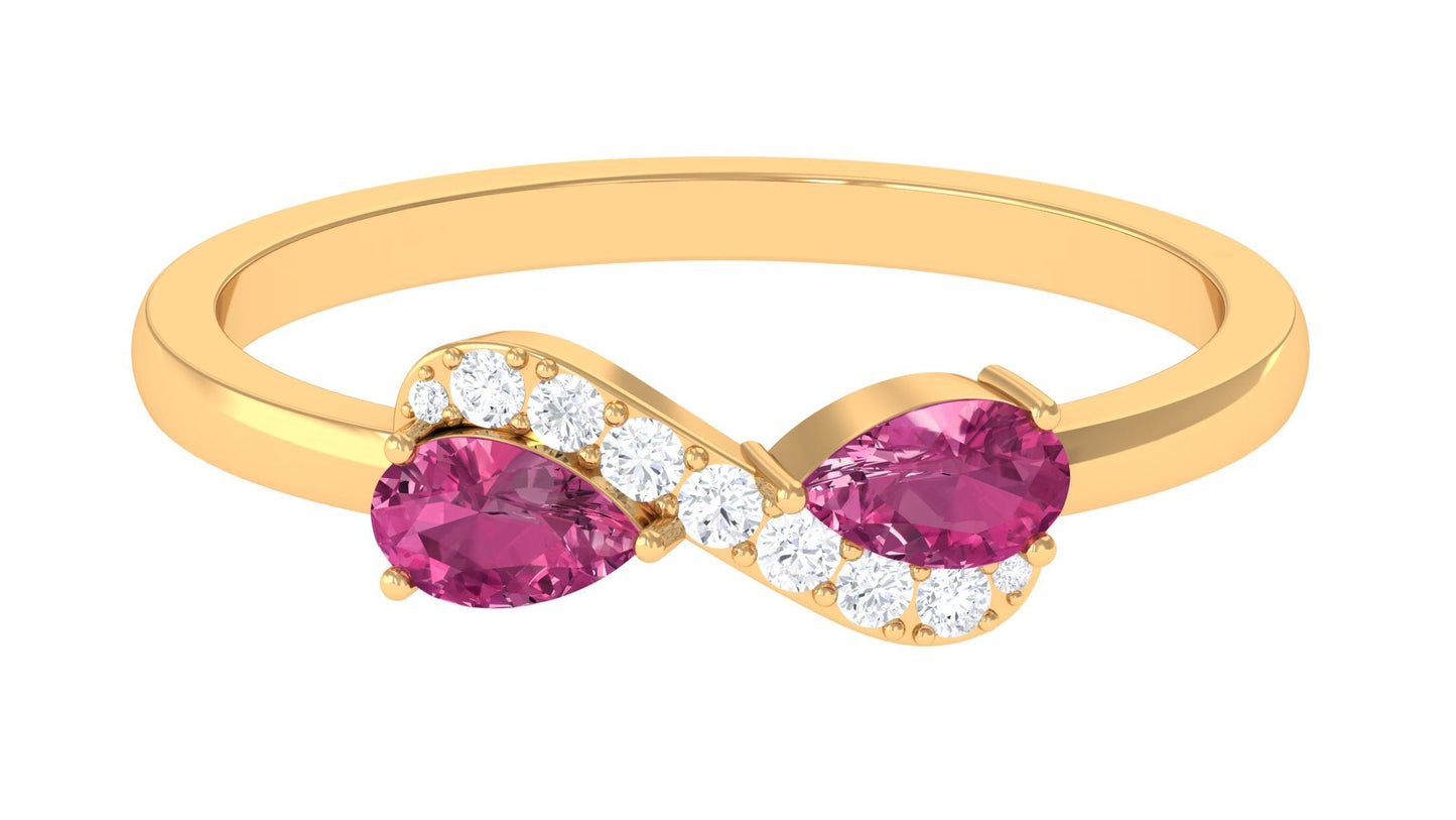 Pink Tourmaline Infinity Promise Ring with Diamond