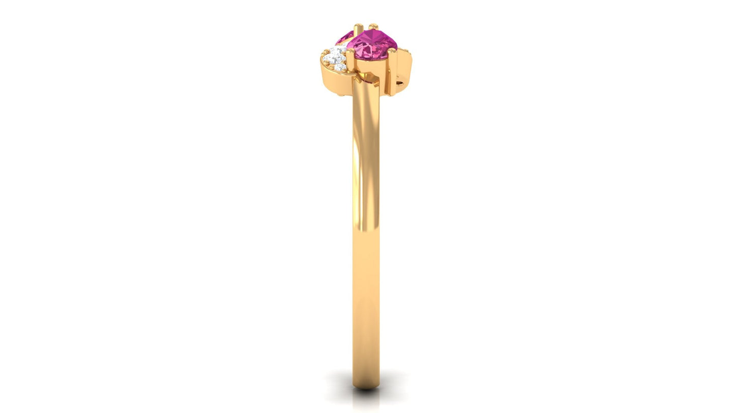 Pink Tourmaline Infinity Promise Ring with Diamond