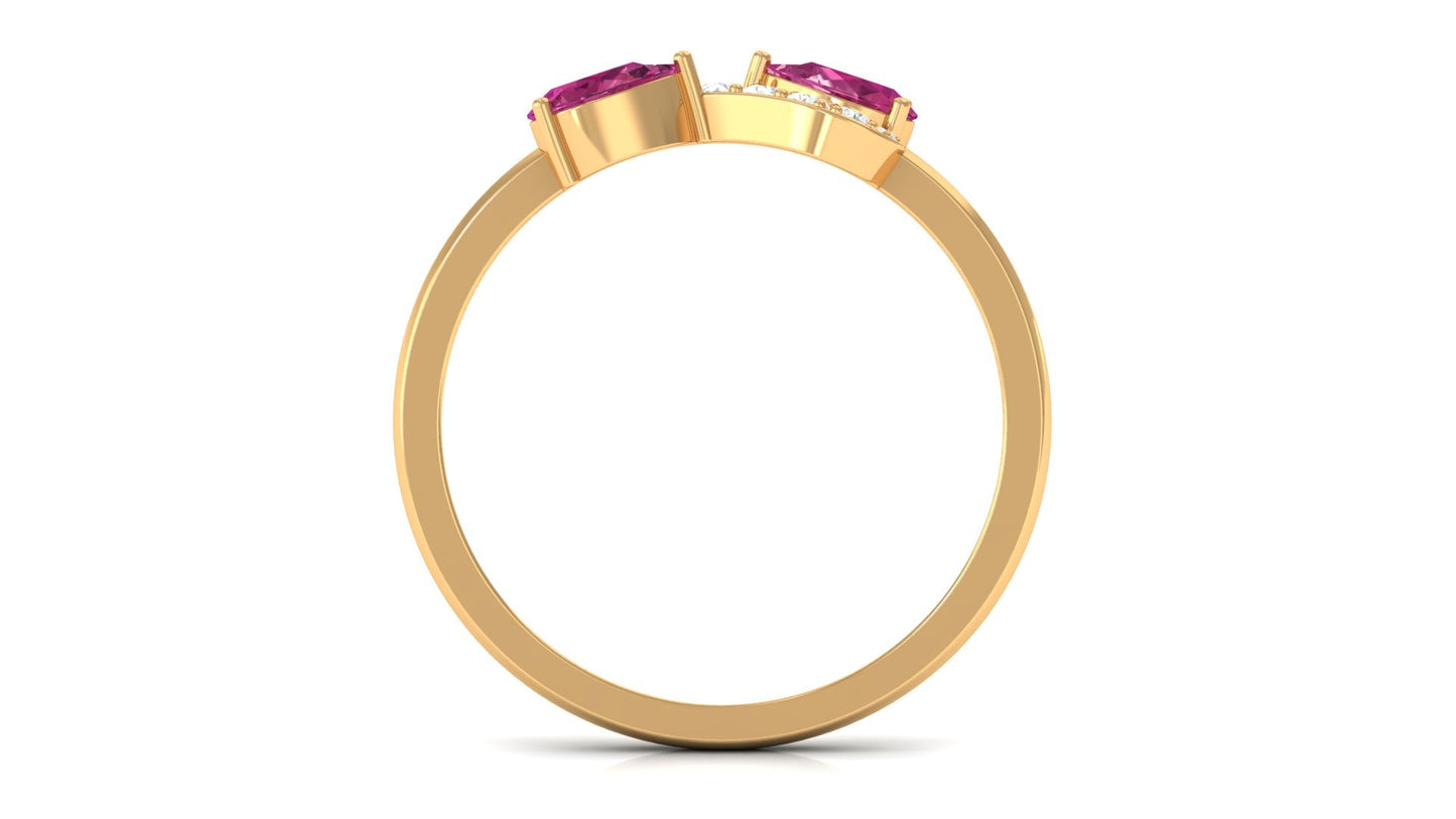 Pink Tourmaline Infinity Promise Ring with Diamond