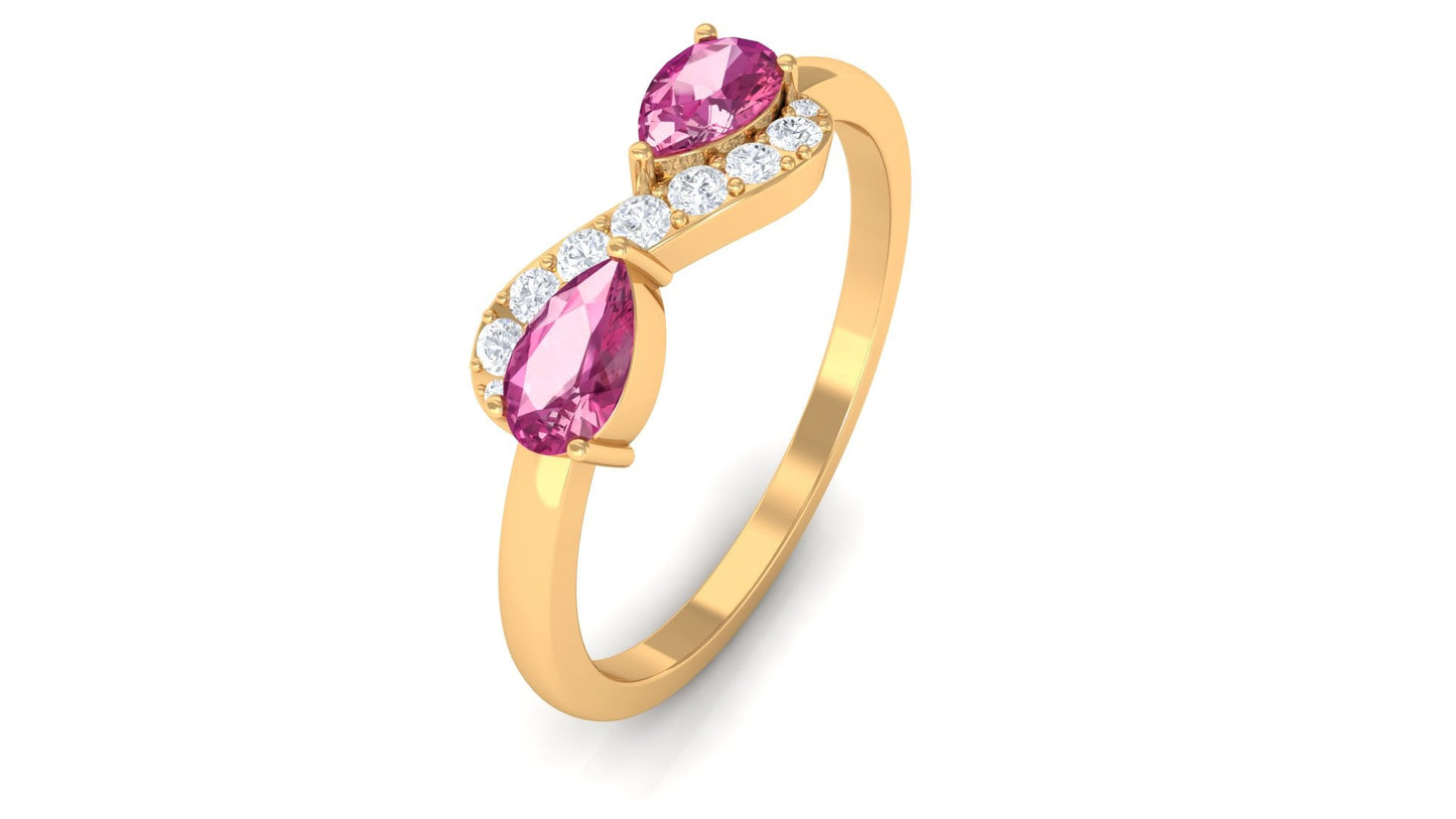 Pink Tourmaline Infinity Promise Ring with Diamond