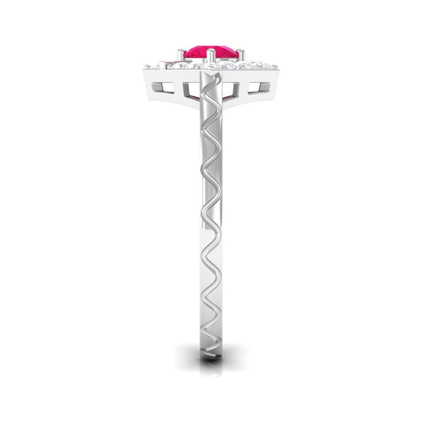Minimal Ruby and Diamond Textured Ring