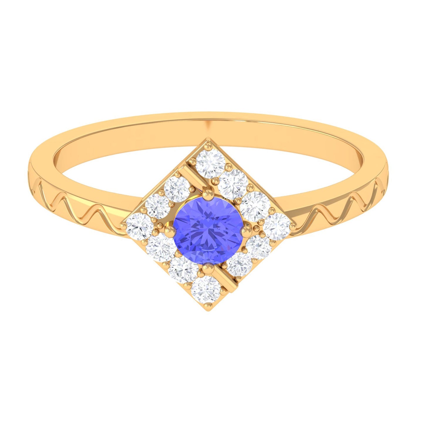 0.5 Carat Minimal Tanzanite and Diamond Ring