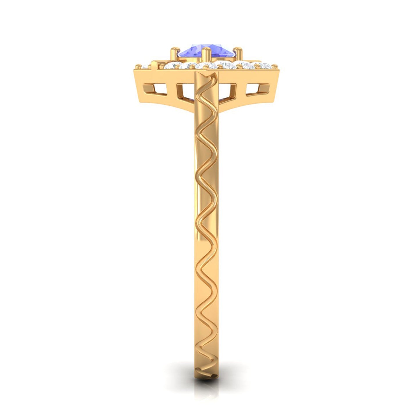 0.5 Carat Minimal Tanzanite and Diamond Ring
