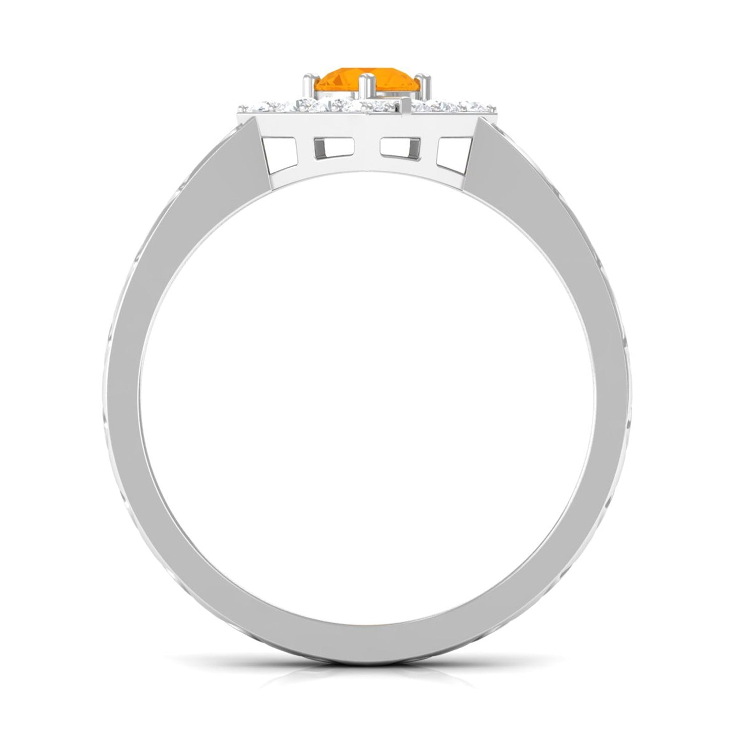 0.4 Carat Minimal Fire Opal and Diamond Textured Ring