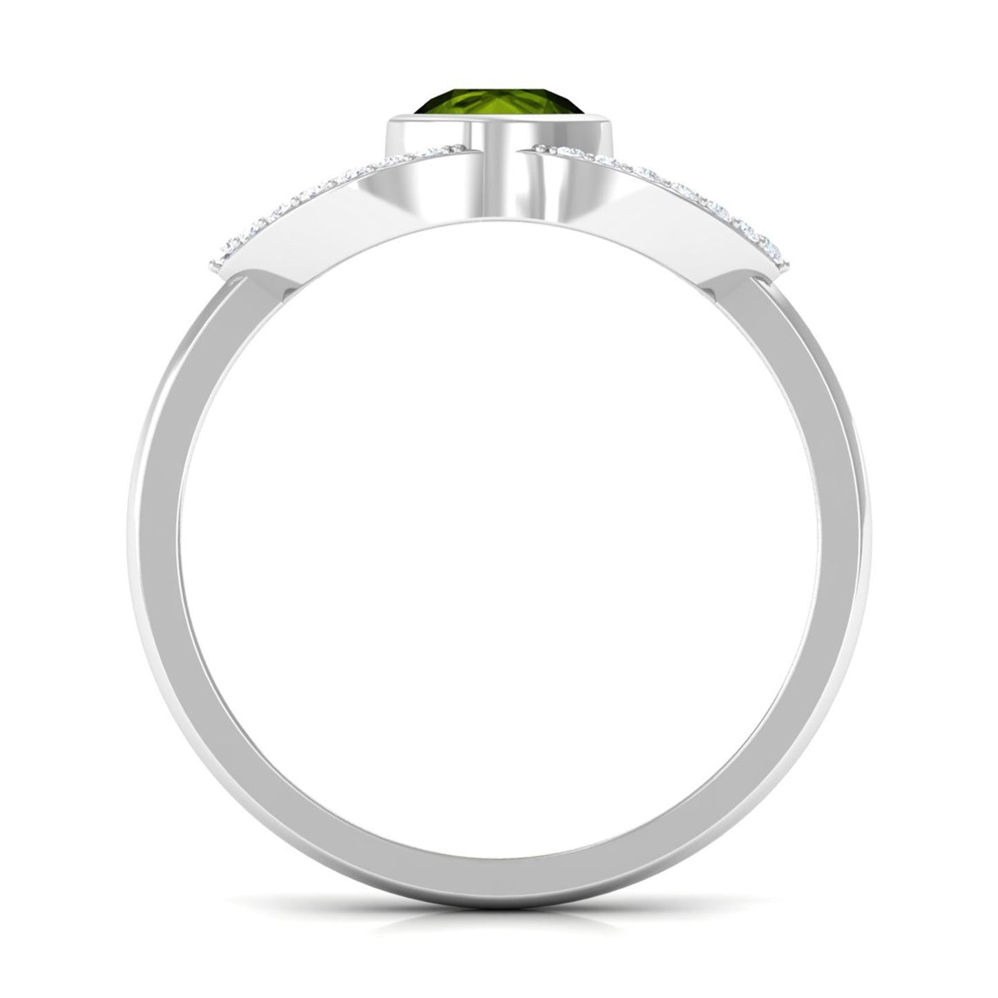 0.5 Carat Split Shank Peridot Solitaire Ring with Diamond Accent