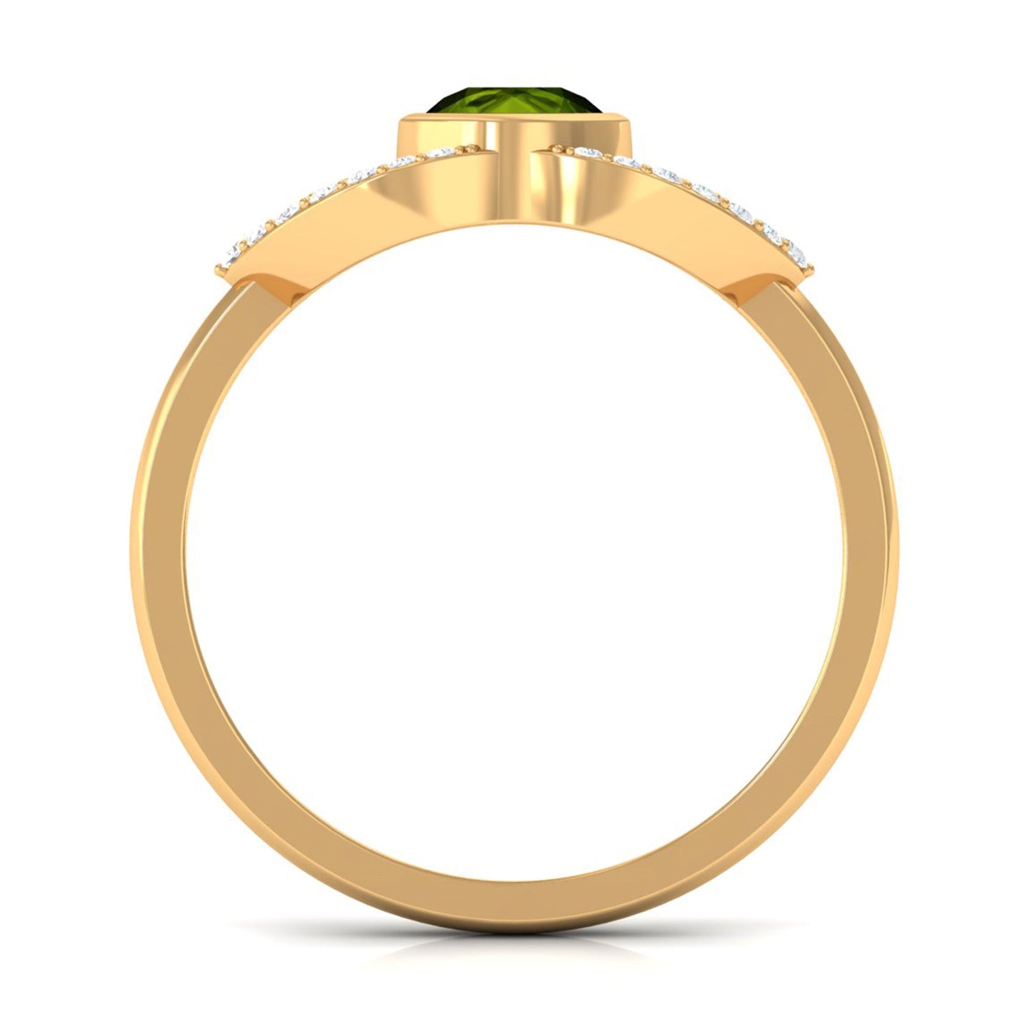 0.5 Carat Split Shank Peridot Solitaire Ring with Diamond Accent