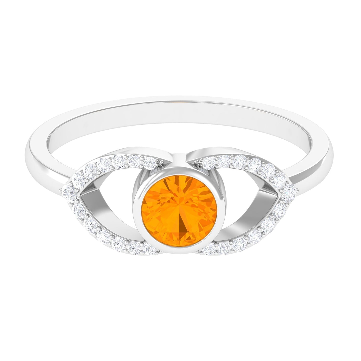 0.4 Carat Fire Opal and Diamond Split Shank Engagement Ring