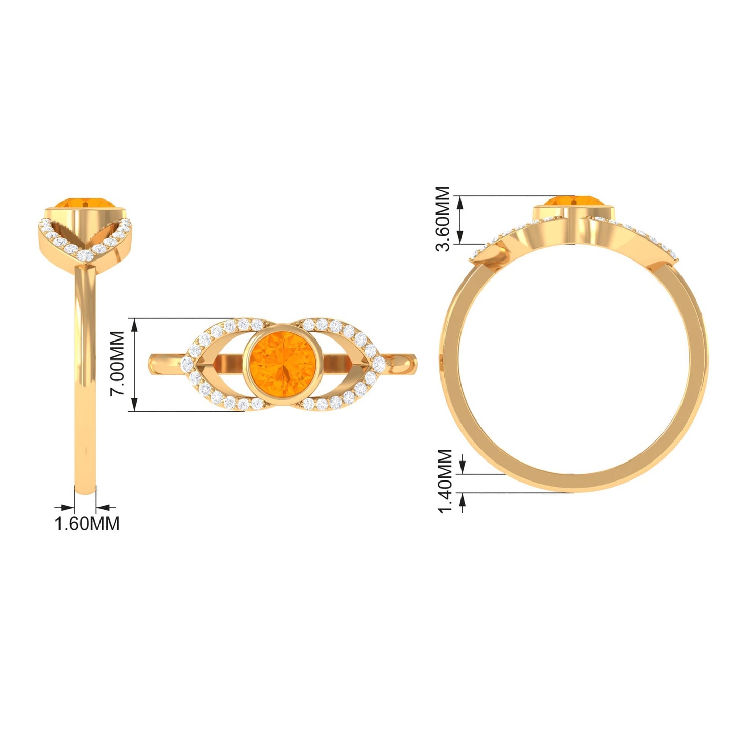 0.4 Carat Fire Opal and Diamond Split Shank Engagement Ring