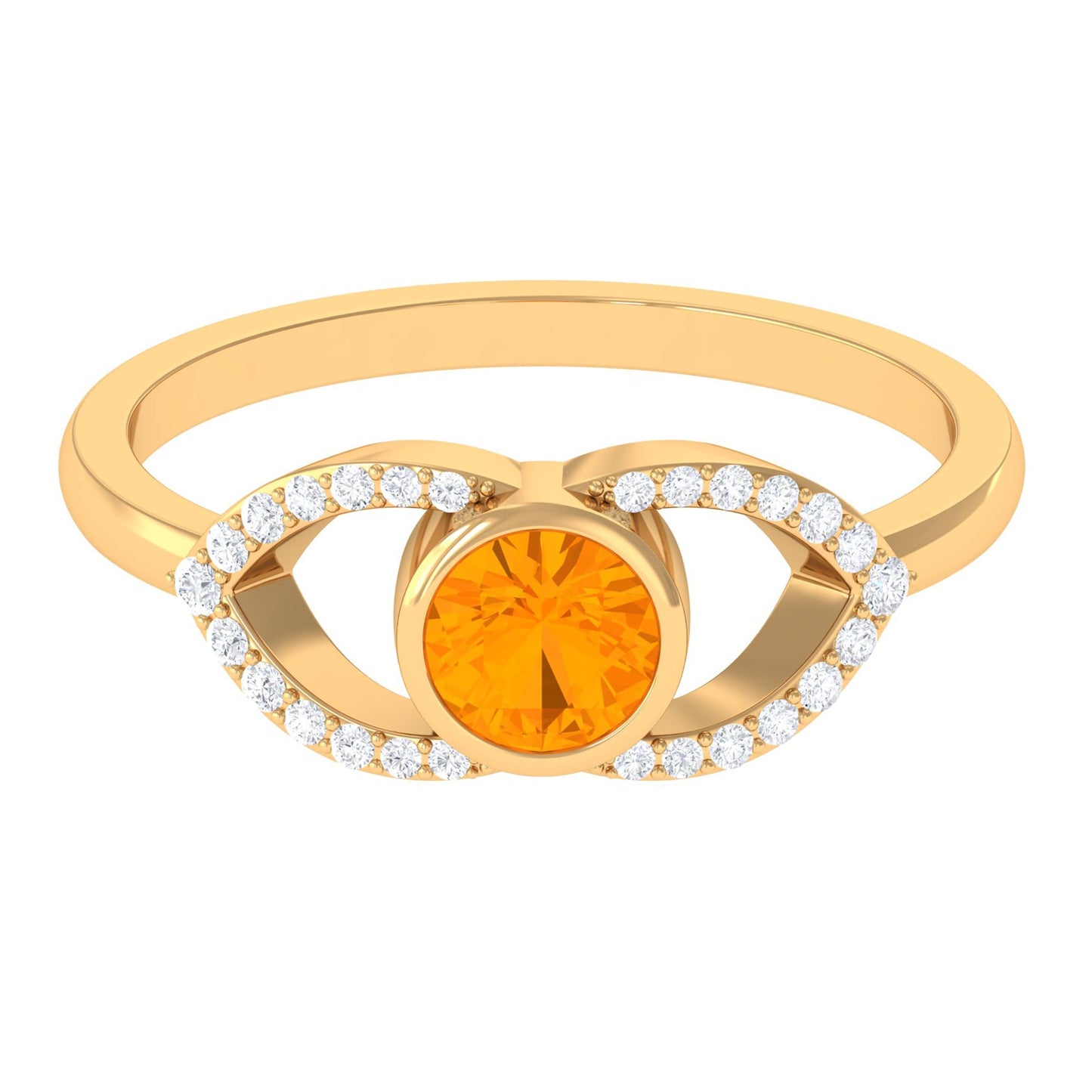 0.4 Carat Fire Opal and Diamond Split Shank Engagement Ring