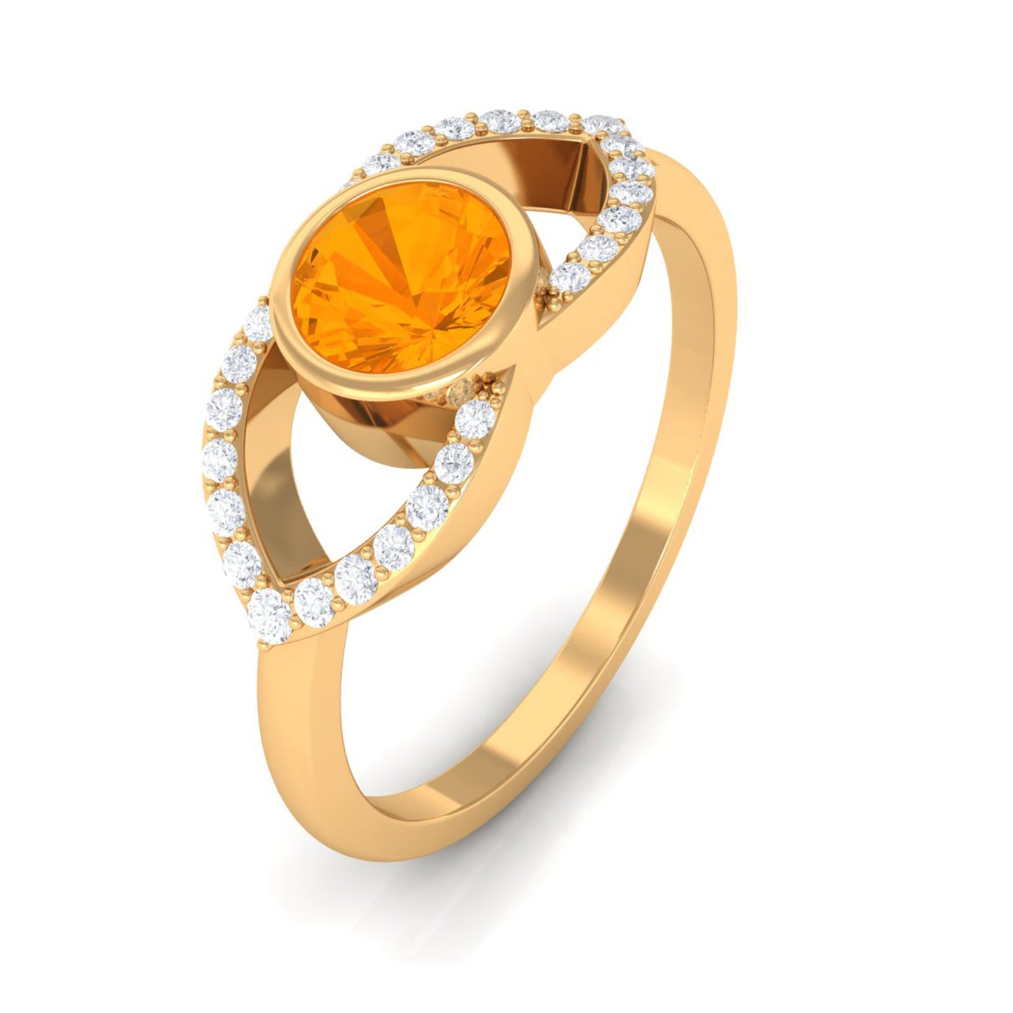 0.4 Carat Fire Opal and Diamond Split Shank Engagement Ring