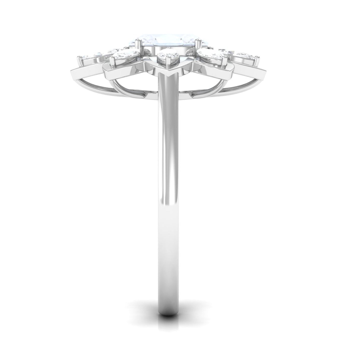 Oval Cut Moonstone and Diamond Flower Cocktail Ring