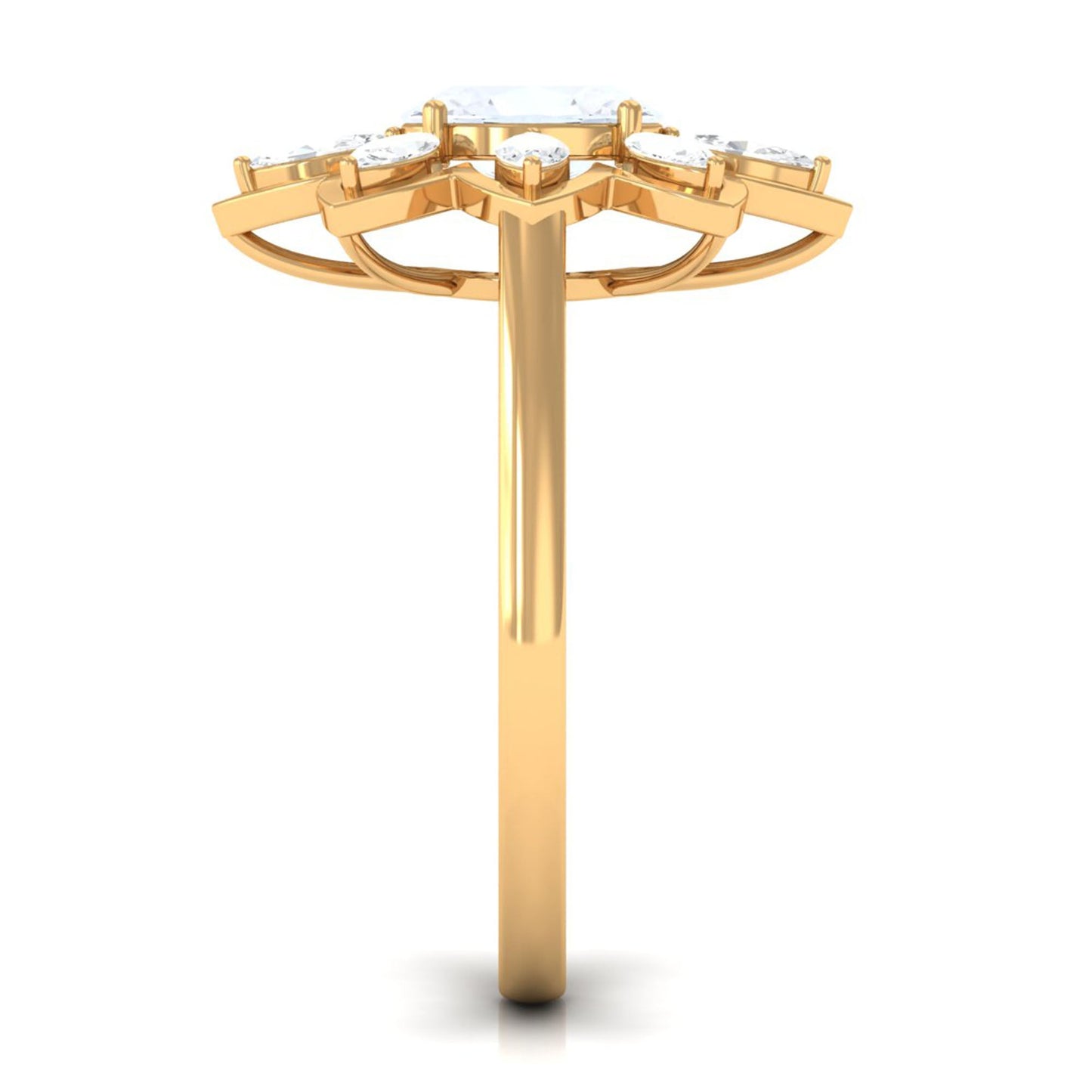 Oval Cut Moonstone and Diamond Flower Cocktail Ring
