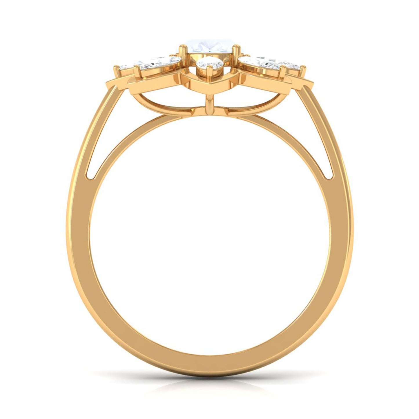 Oval Cut Moonstone and Diamond Flower Cocktail Ring