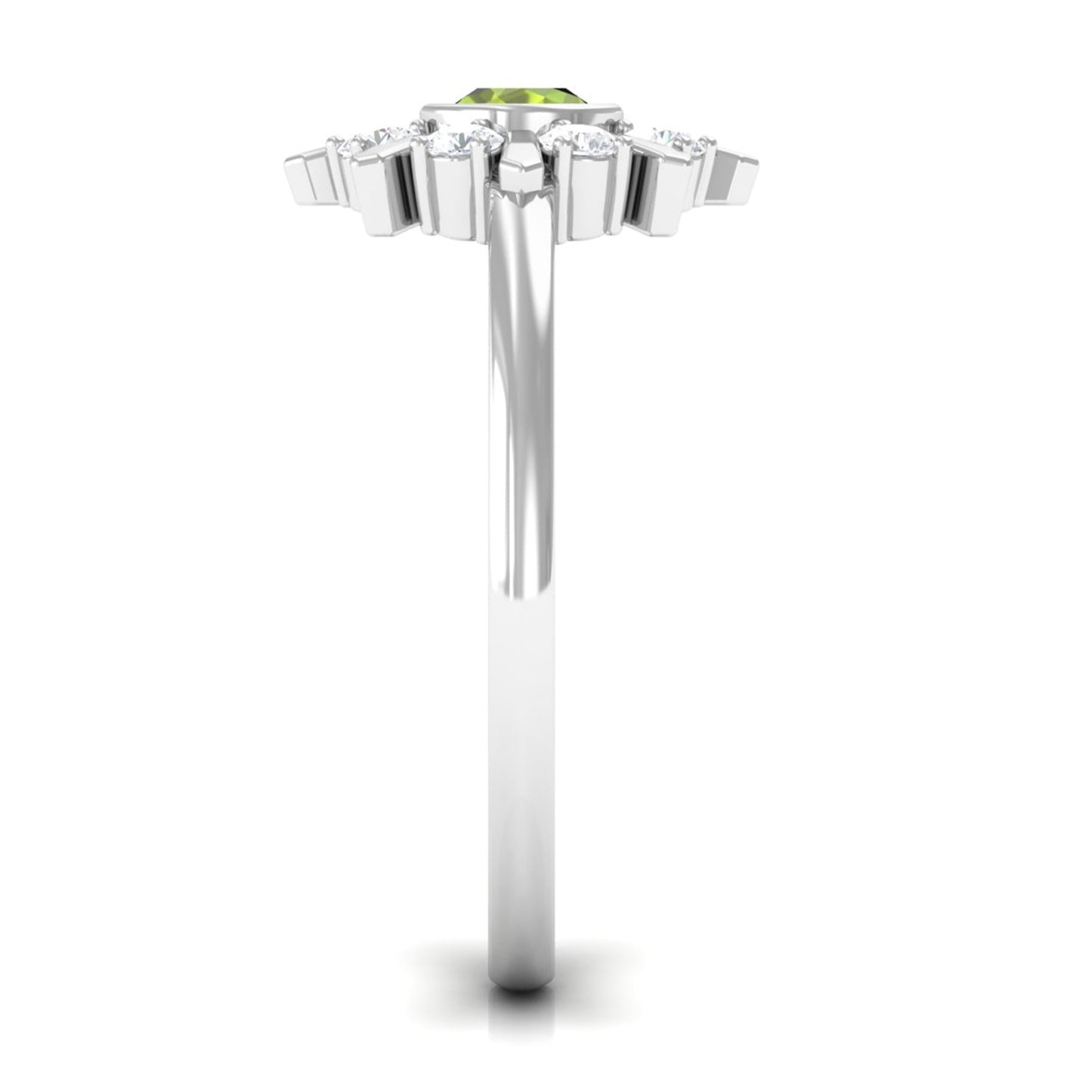 0.5 Carat Natural Peridot Statement Ring with Diamond Stones