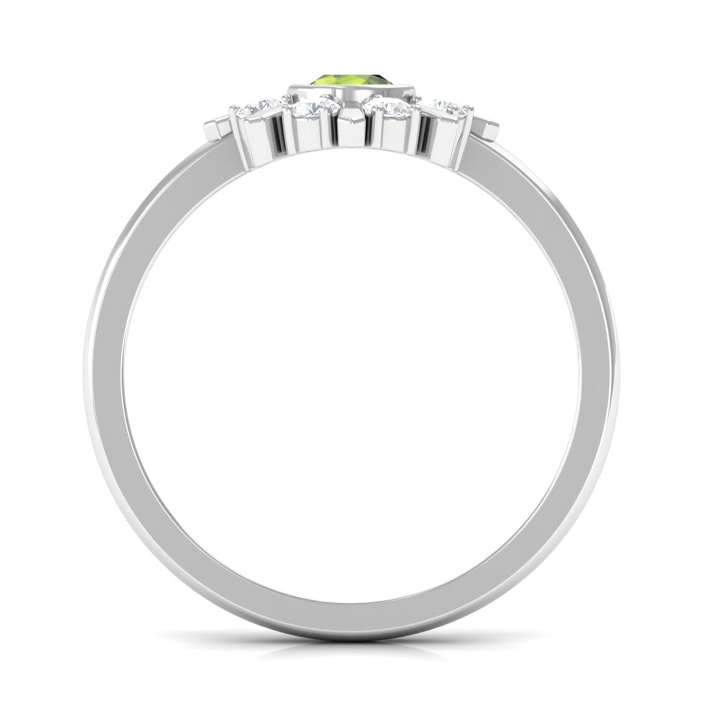 0.5 Carat Natural Peridot Statement Ring with Diamond Stones