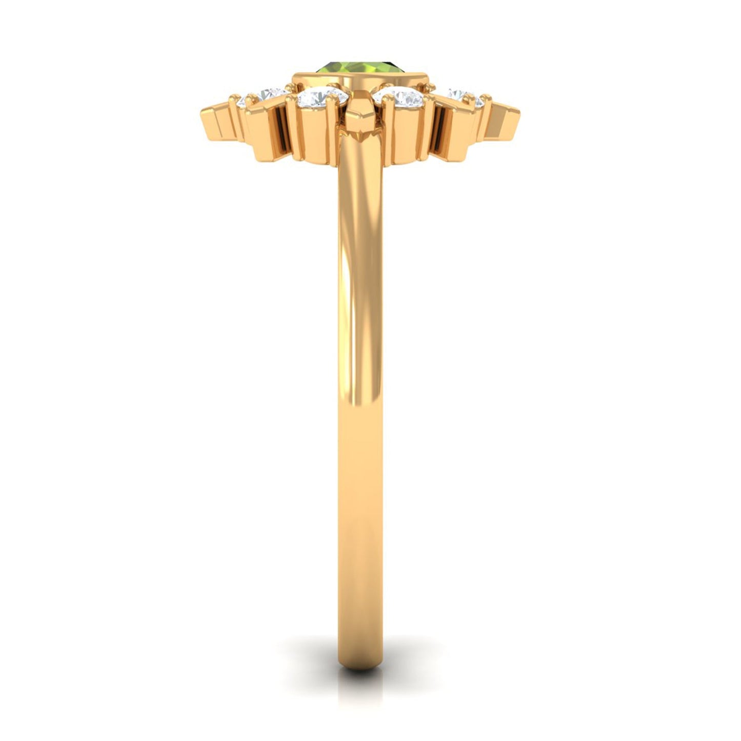 0.5 Carat Natural Peridot Statement Ring with Diamond Stones