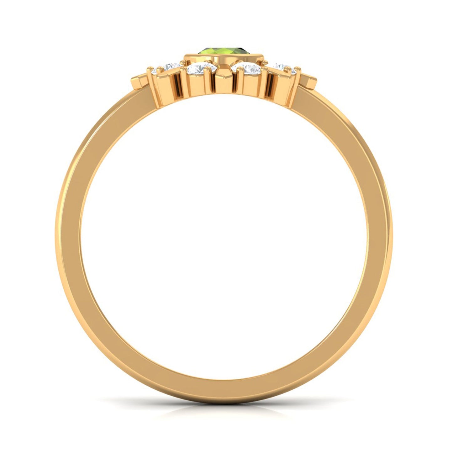 0.5 Carat Natural Peridot Statement Ring with Diamond Stones