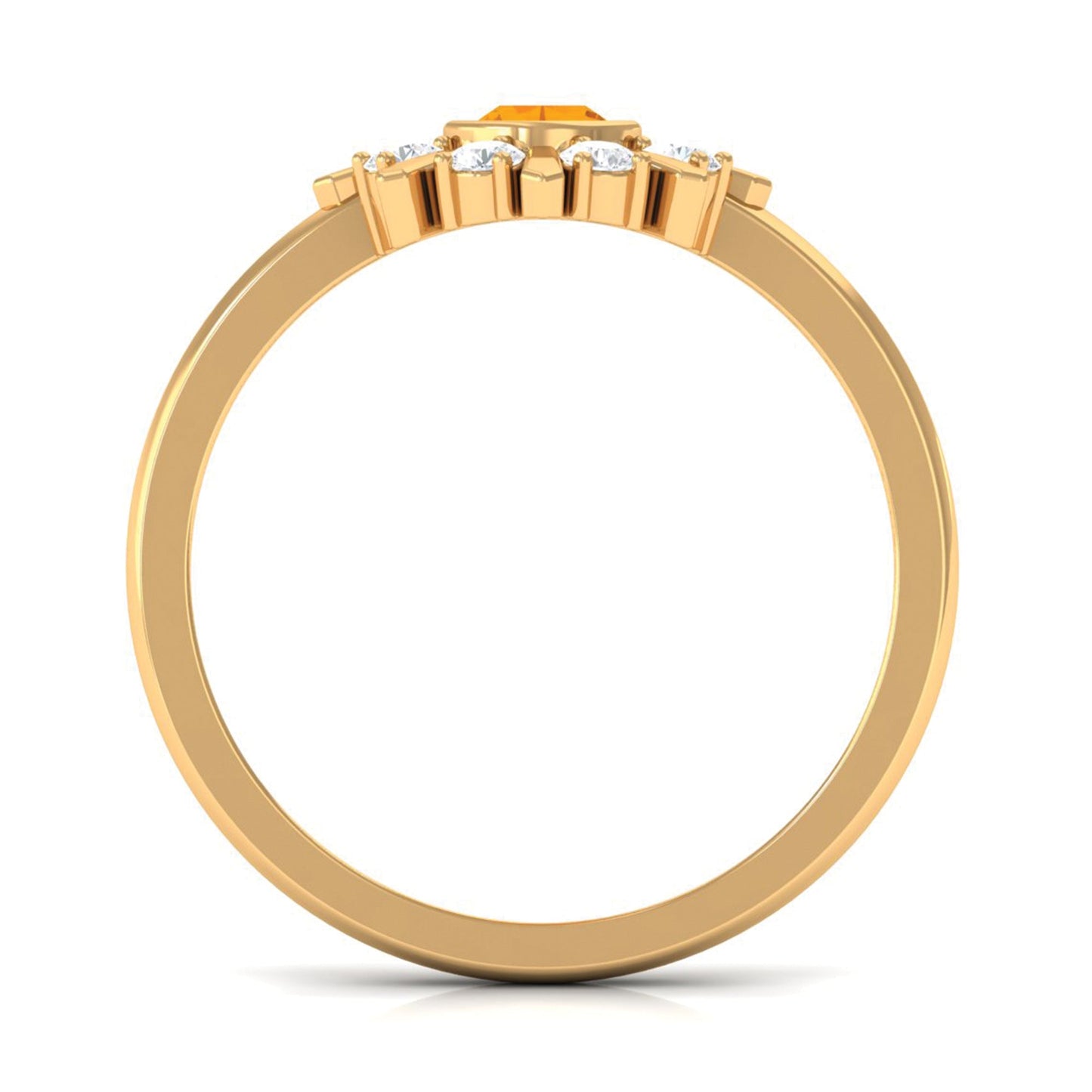 0.4 Carat Bezel Set Fire Opal Statement Ring with Diamond