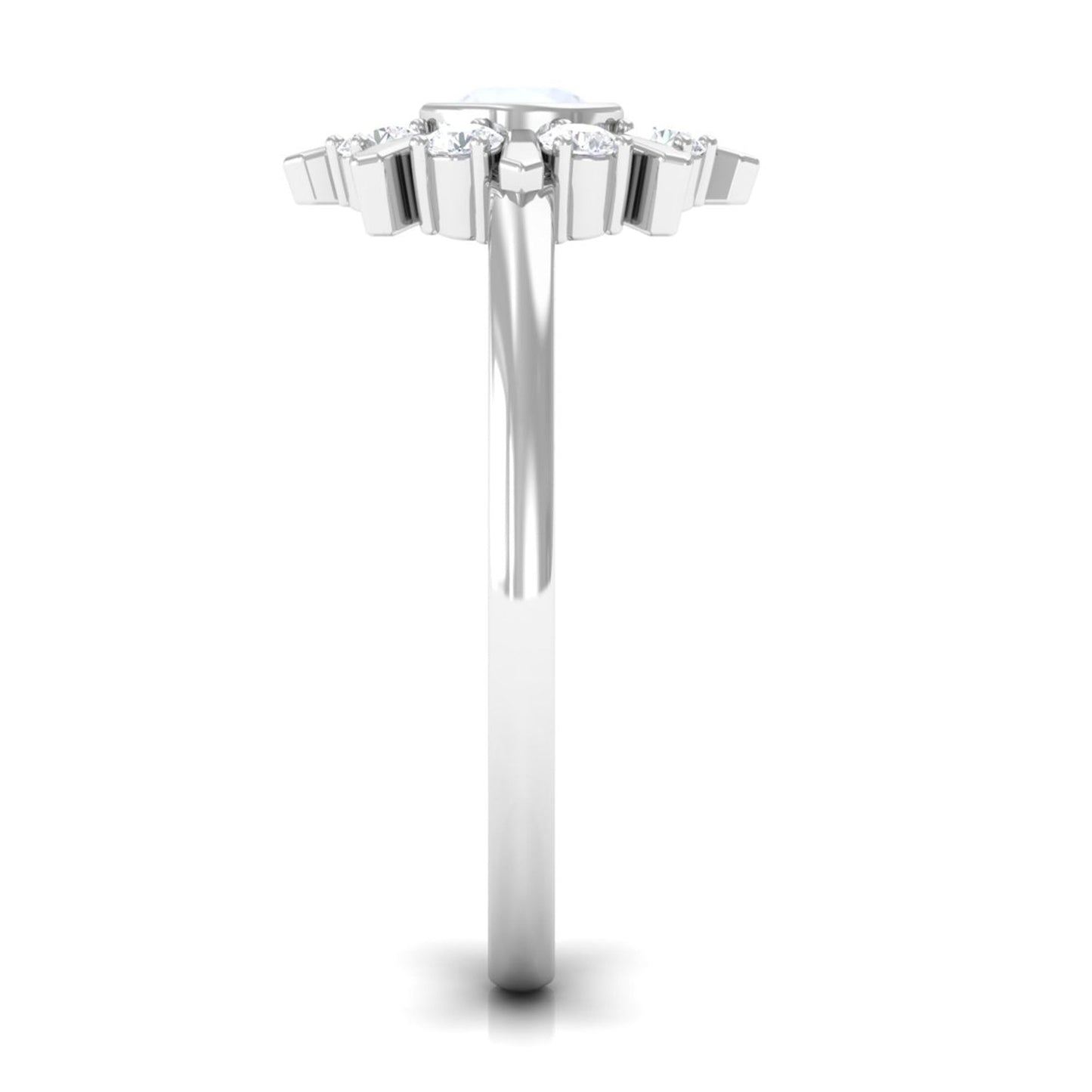 0.3 Carat Bezel Set Moonstone and Diamond Statement Ring