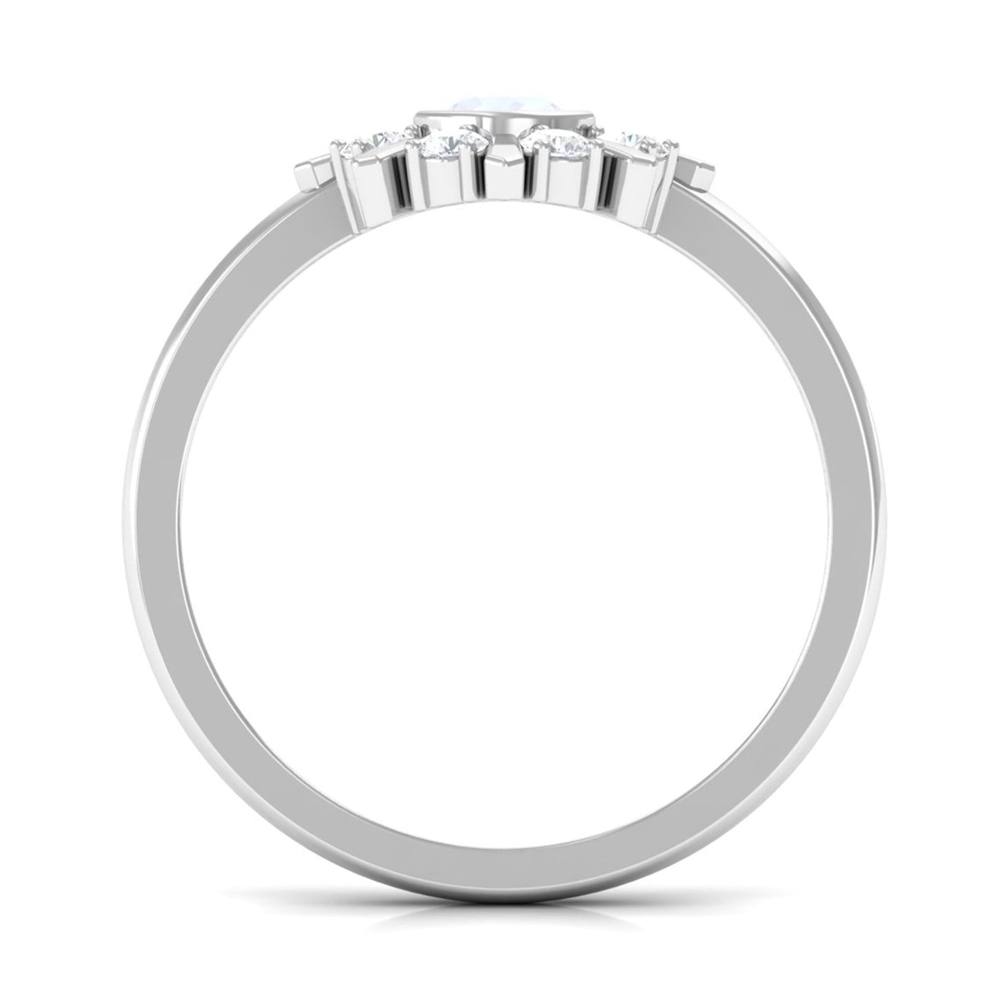 0.3 Carat Bezel Set Moonstone and Diamond Statement Ring
