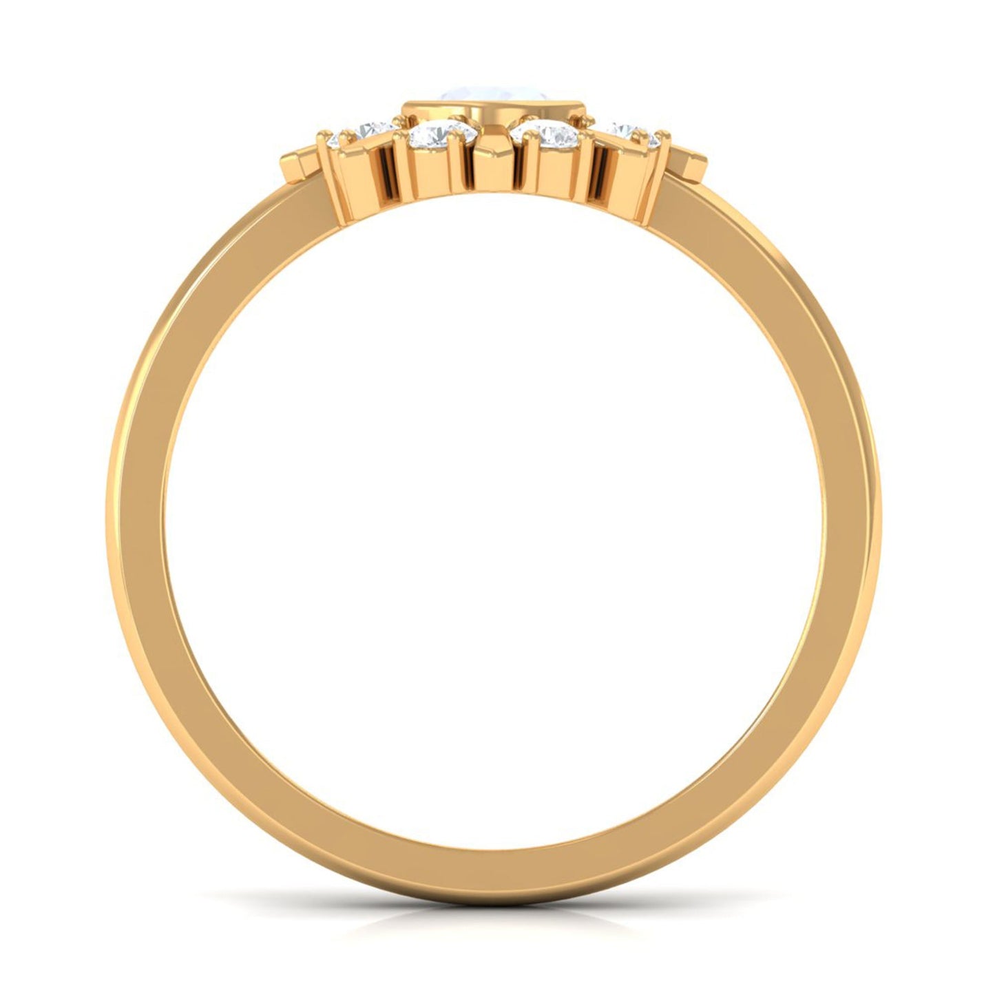 0.3 Carat Bezel Set Moonstone and Diamond Statement Ring