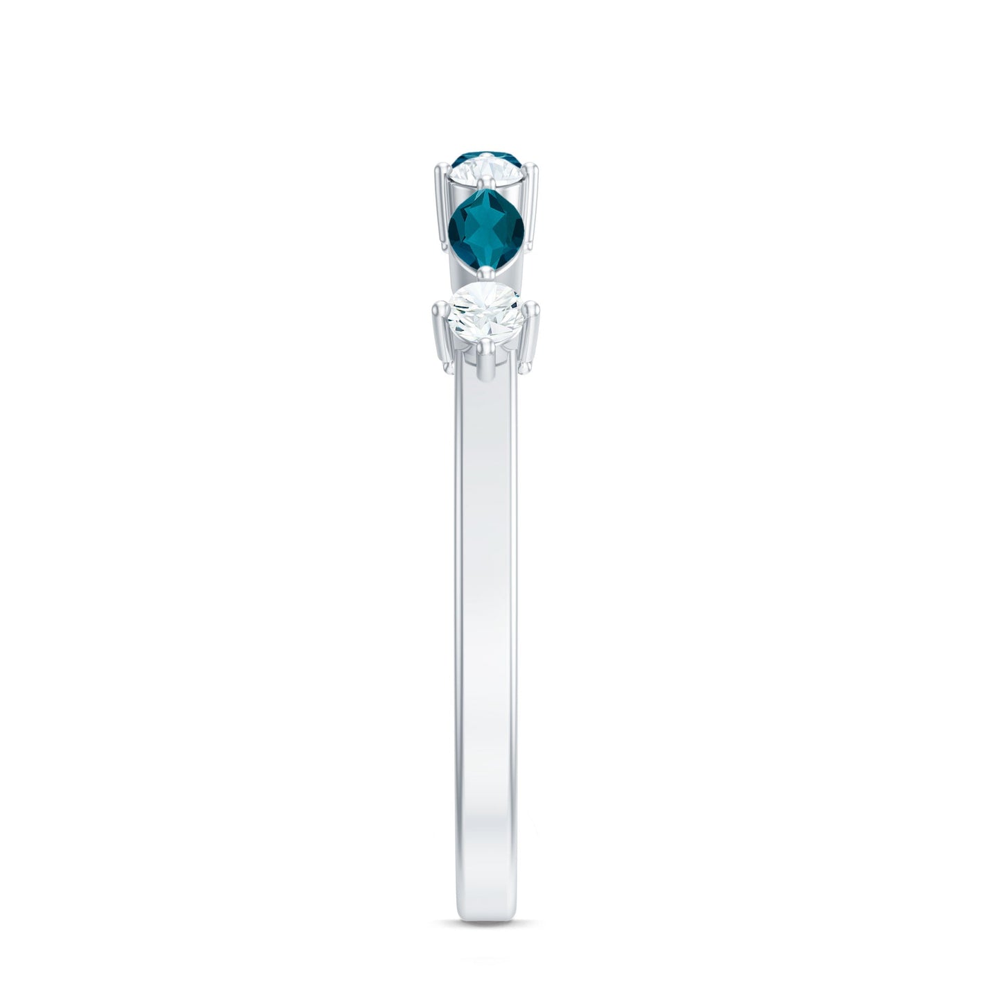Marquise London Blue Topaz Stackable Eternity Band with Diamond