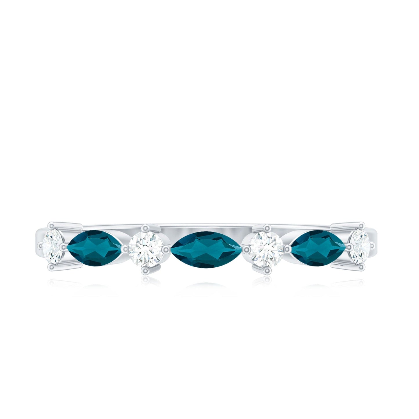 Marquise London Blue Topaz Stackable Eternity Band with Diamond