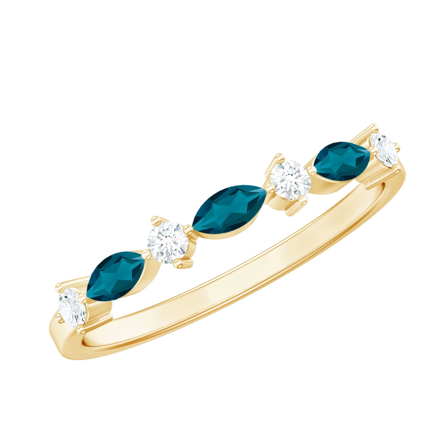 Marquise London Blue Topaz Stackable Eternity Band with Diamond