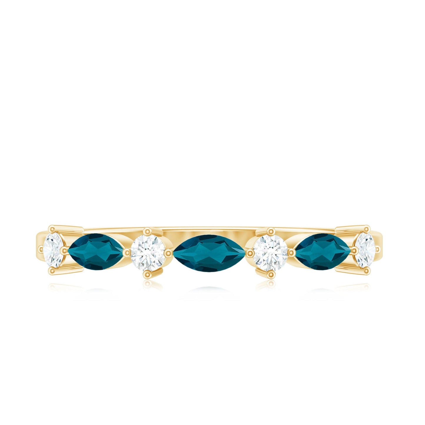 Marquise London Blue Topaz Stackable Eternity Band with Diamond