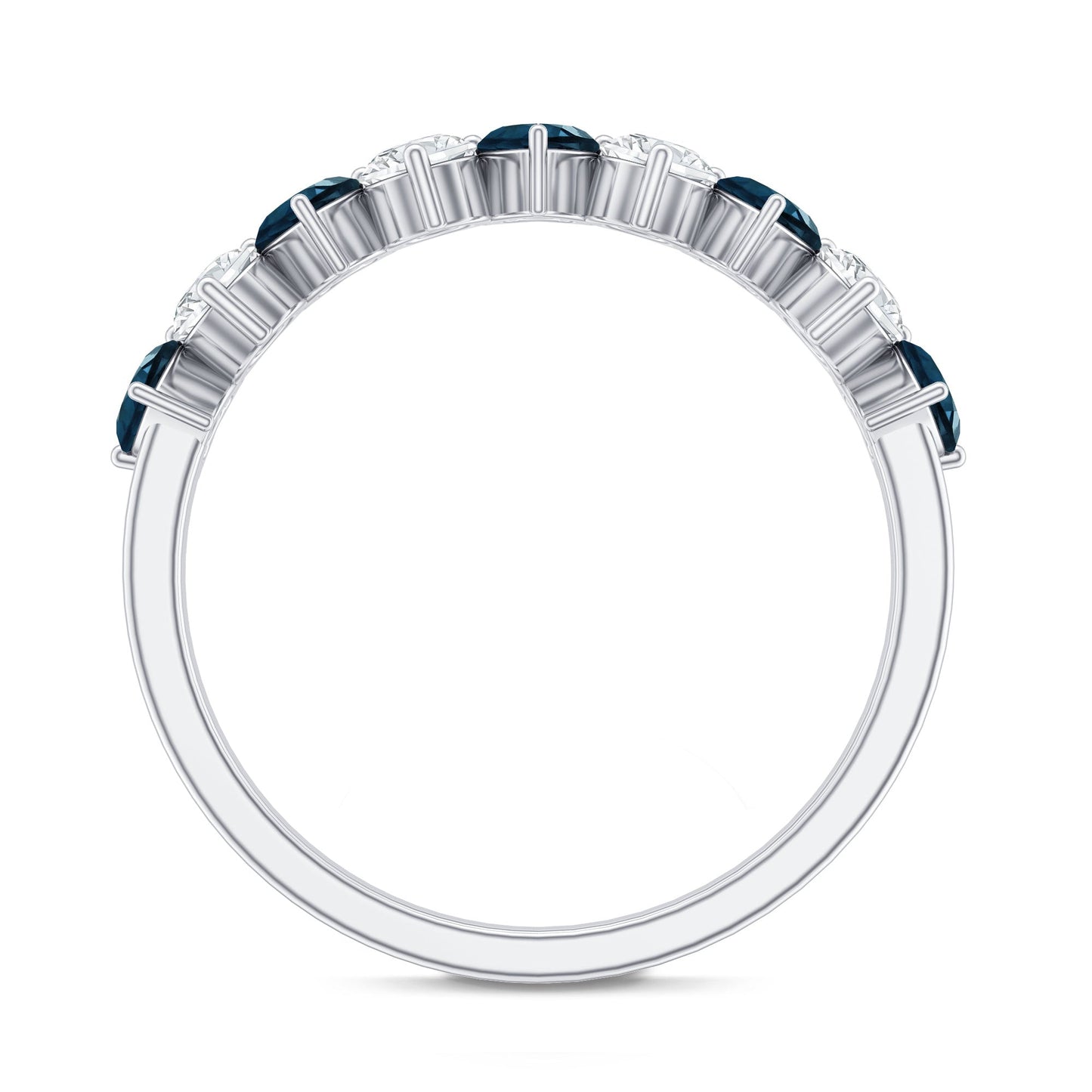 London Blue Topaz and Moissanite Heart Eternity Band