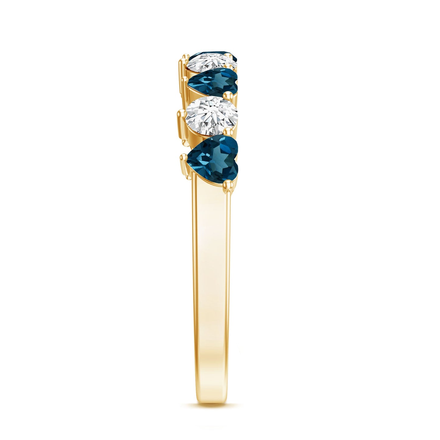 London Blue Topaz and Moissanite Heart Eternity Band
