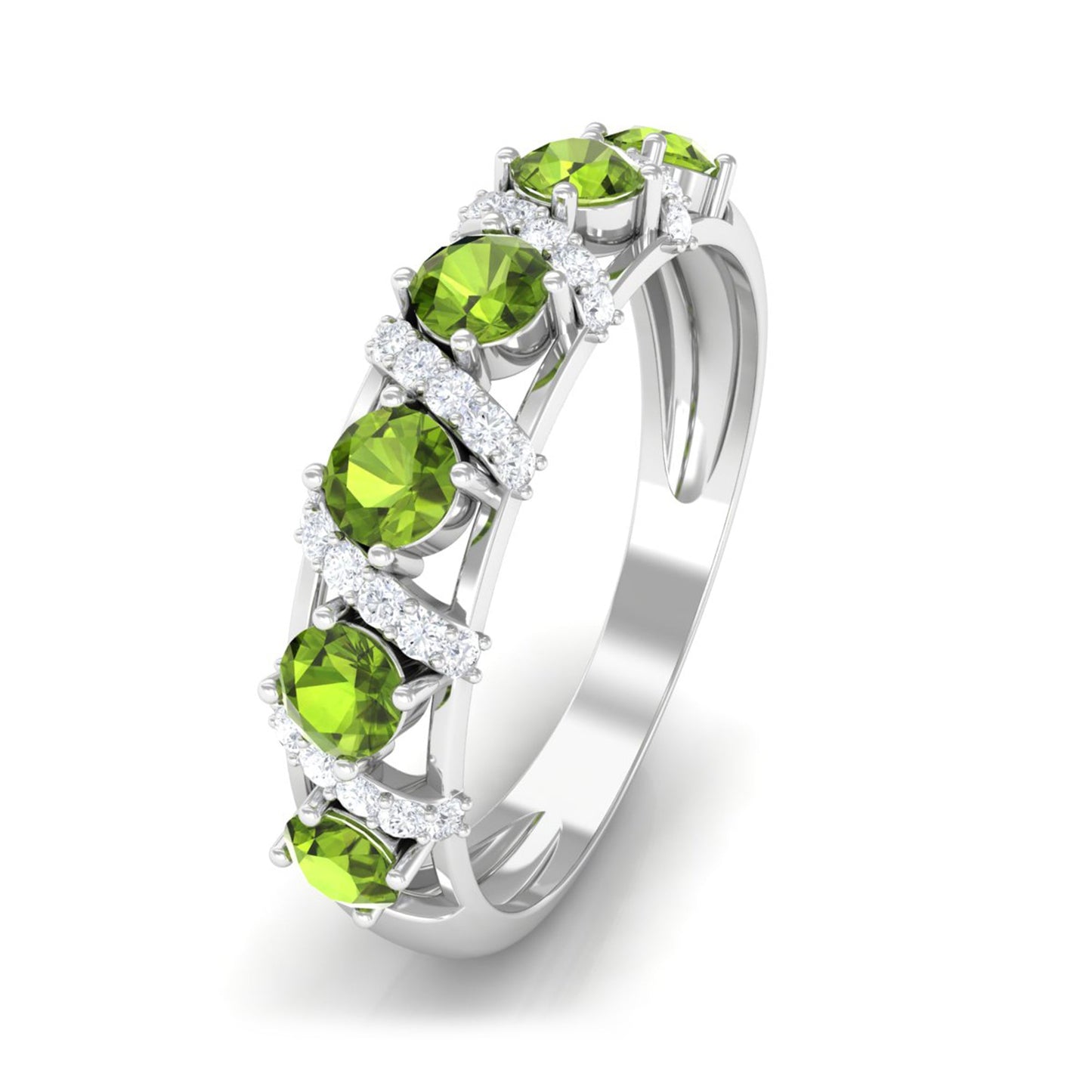 Designer Anniversary Ring with Peridot and Diamond