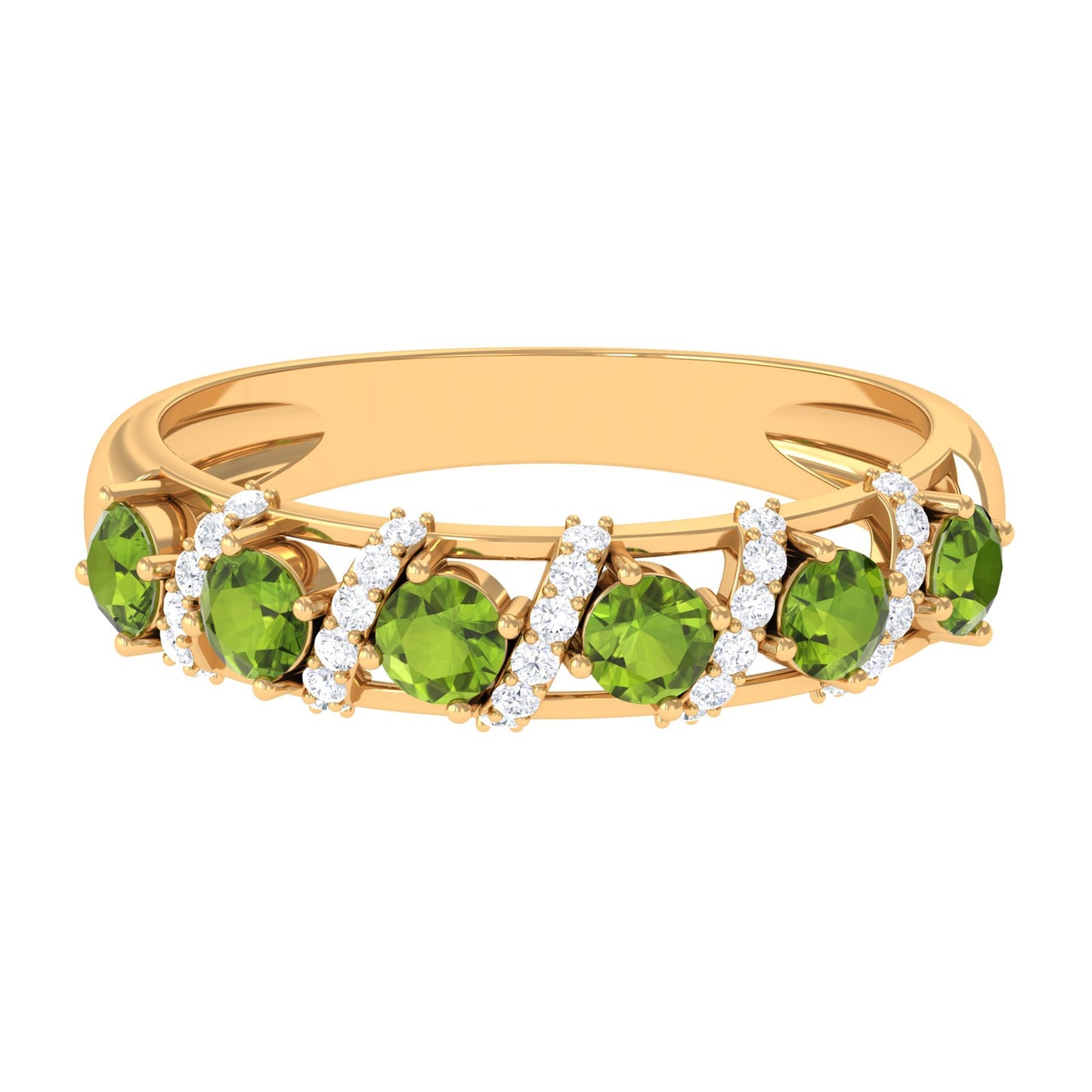 Designer Anniversary Ring with Peridot and Diamond