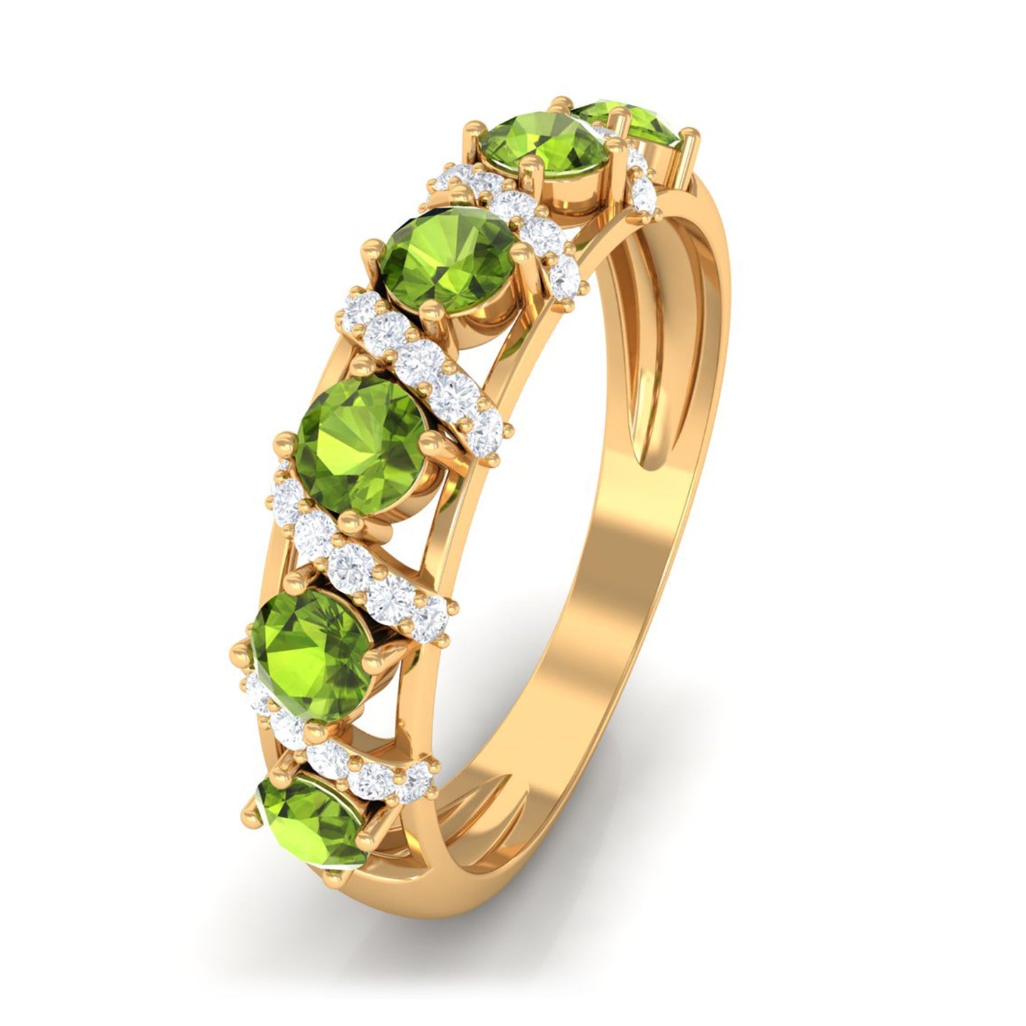 Designer Anniversary Ring with Peridot and Diamond