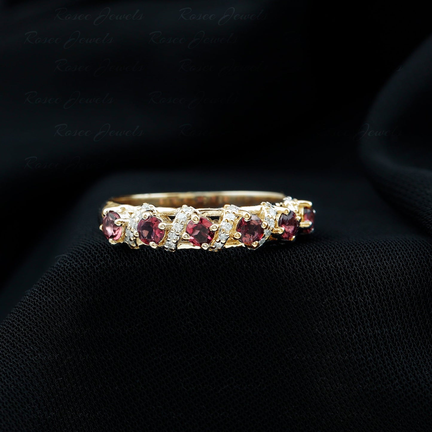 Designer Pink Tourmaline and Diamond Anniversary Ring
