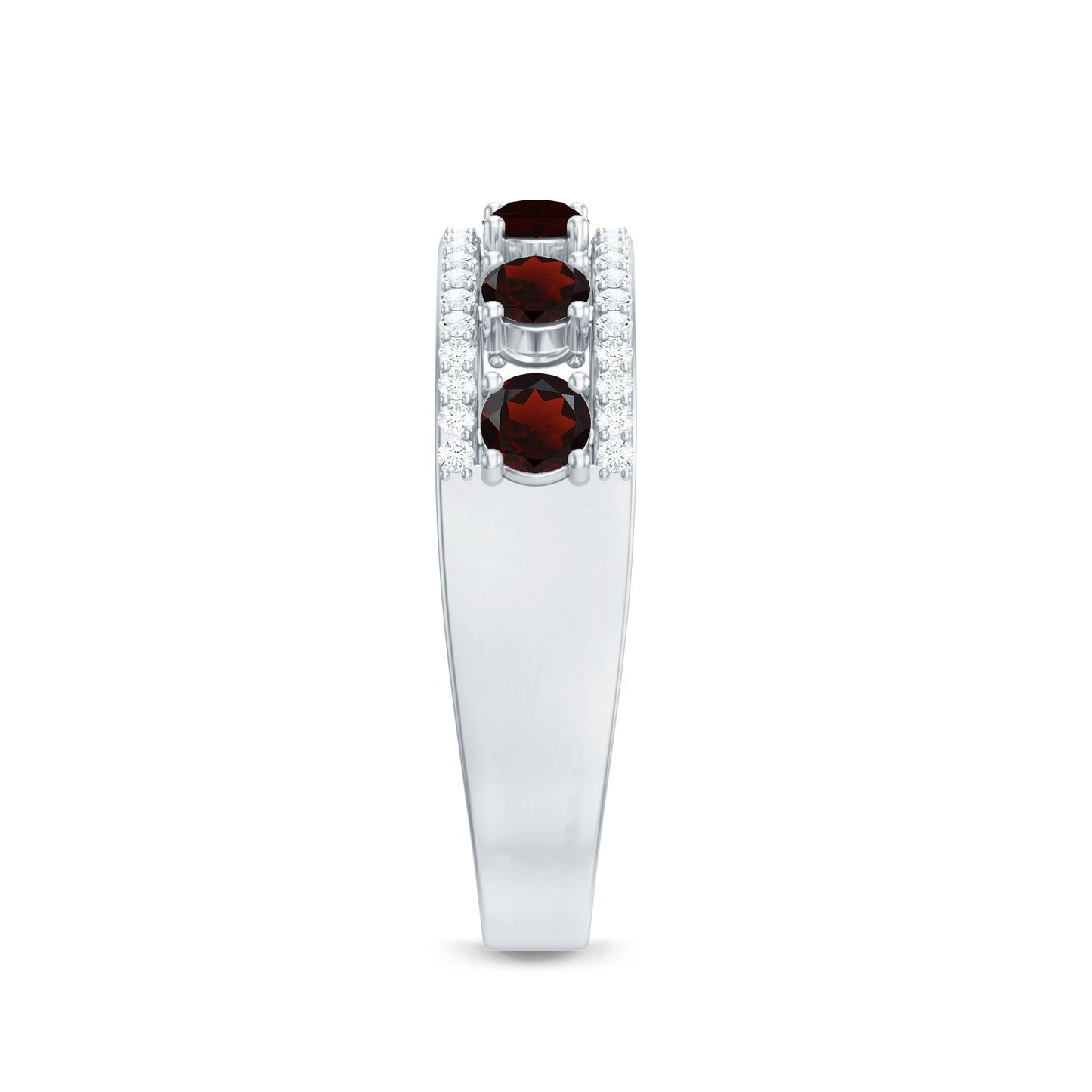 Natural Garnet Half Eternity Band with Diamond