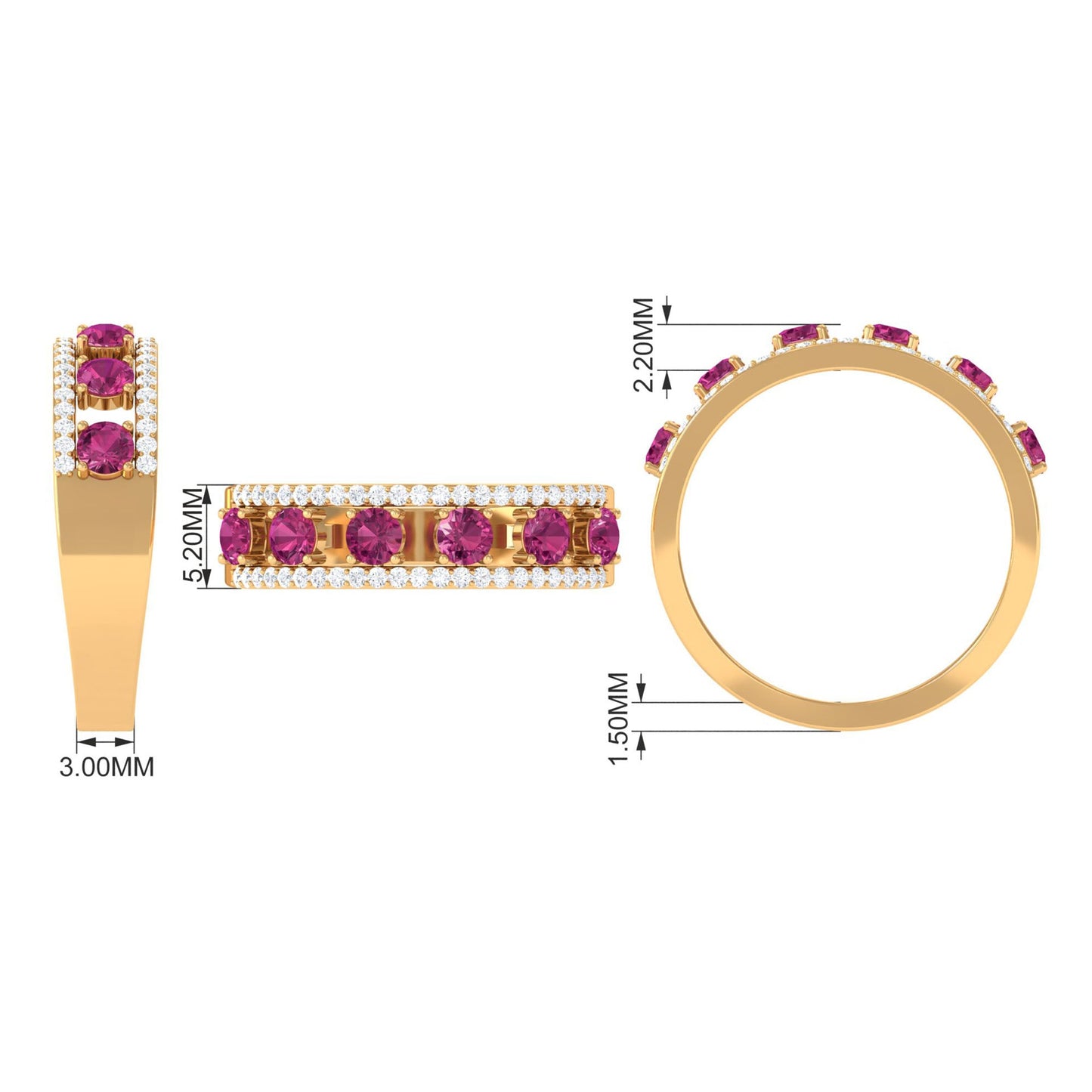 Pink Tourmaline Anniversary Ring with Diamond