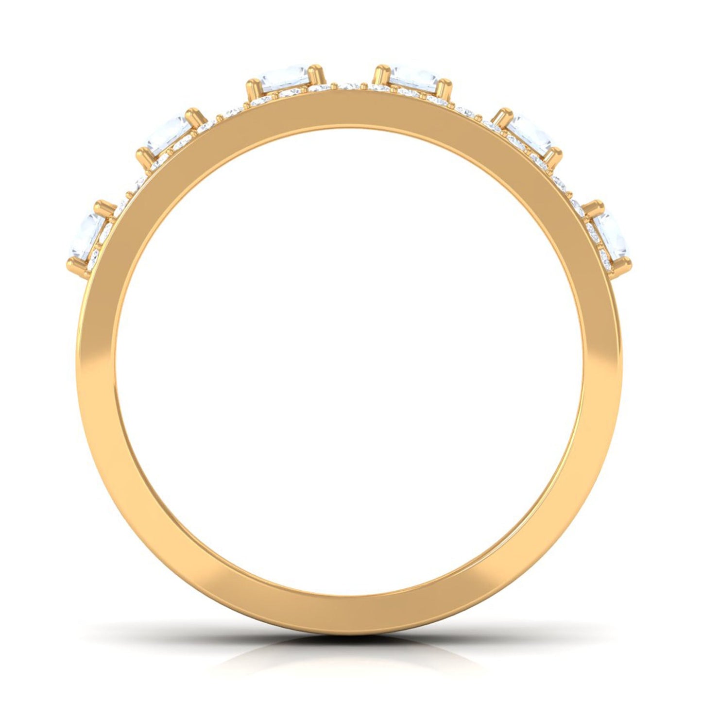 Real Moonstone and Diamond Anniversary Ring