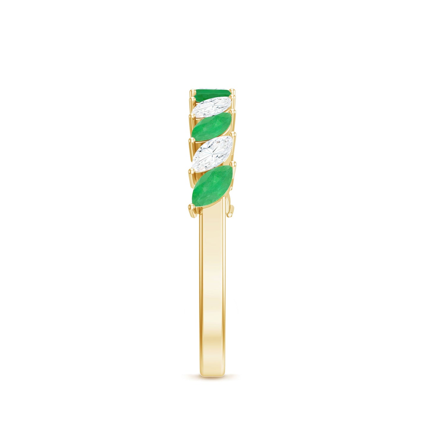 Genuine Marquise Emerald Diamond Half Eternity Ring for Wedding