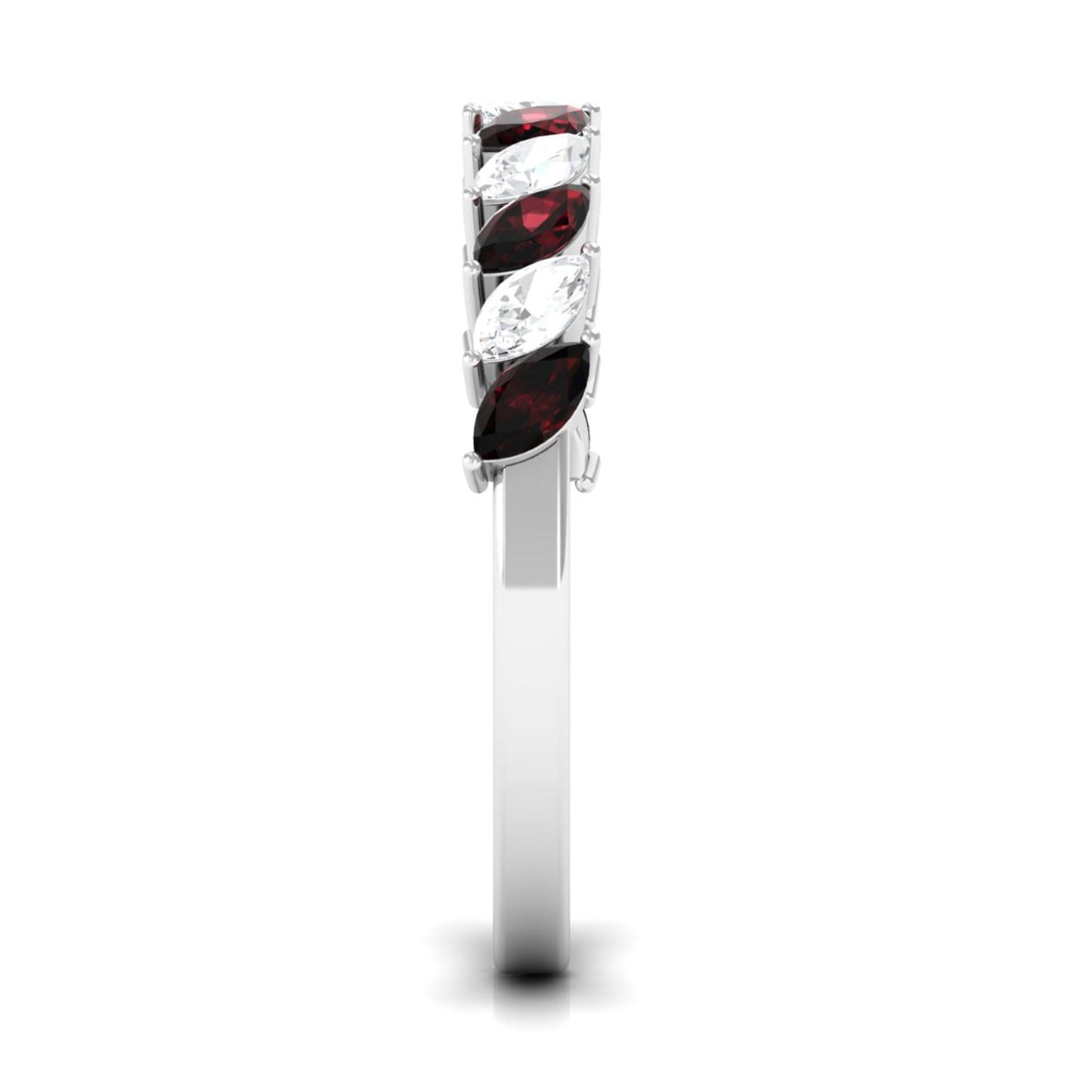 Certified Marquise Garnet Half Eternity Band with Diamond