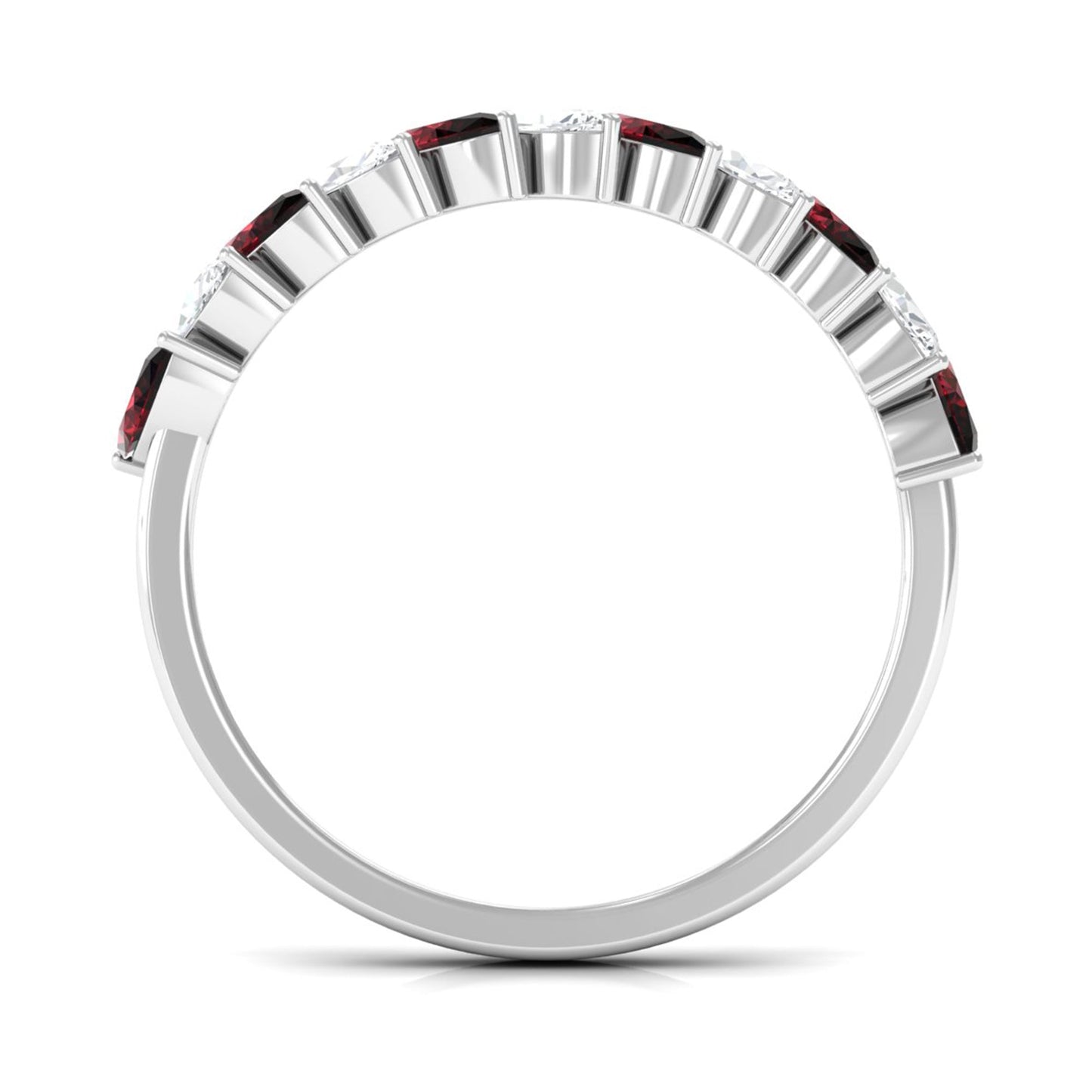 Certified Marquise Garnet Half Eternity Band with Diamond