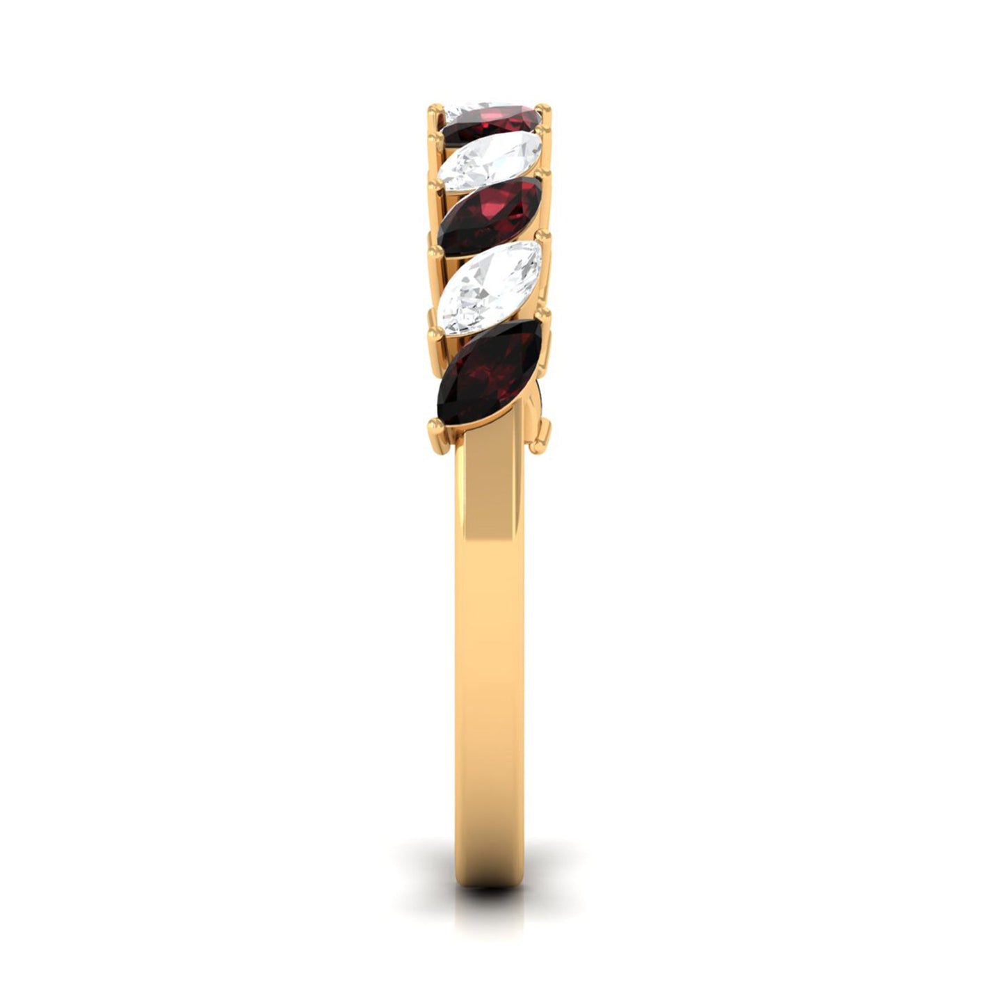 Certified Marquise Garnet Half Eternity Band with Diamond
