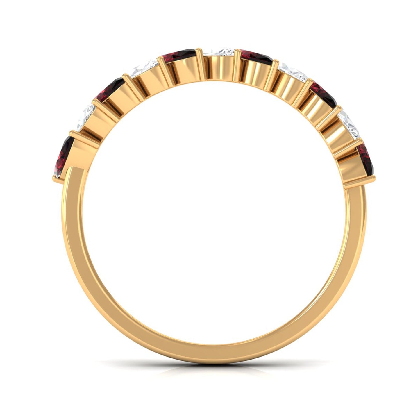 Certified Marquise Garnet Half Eternity Band with Diamond