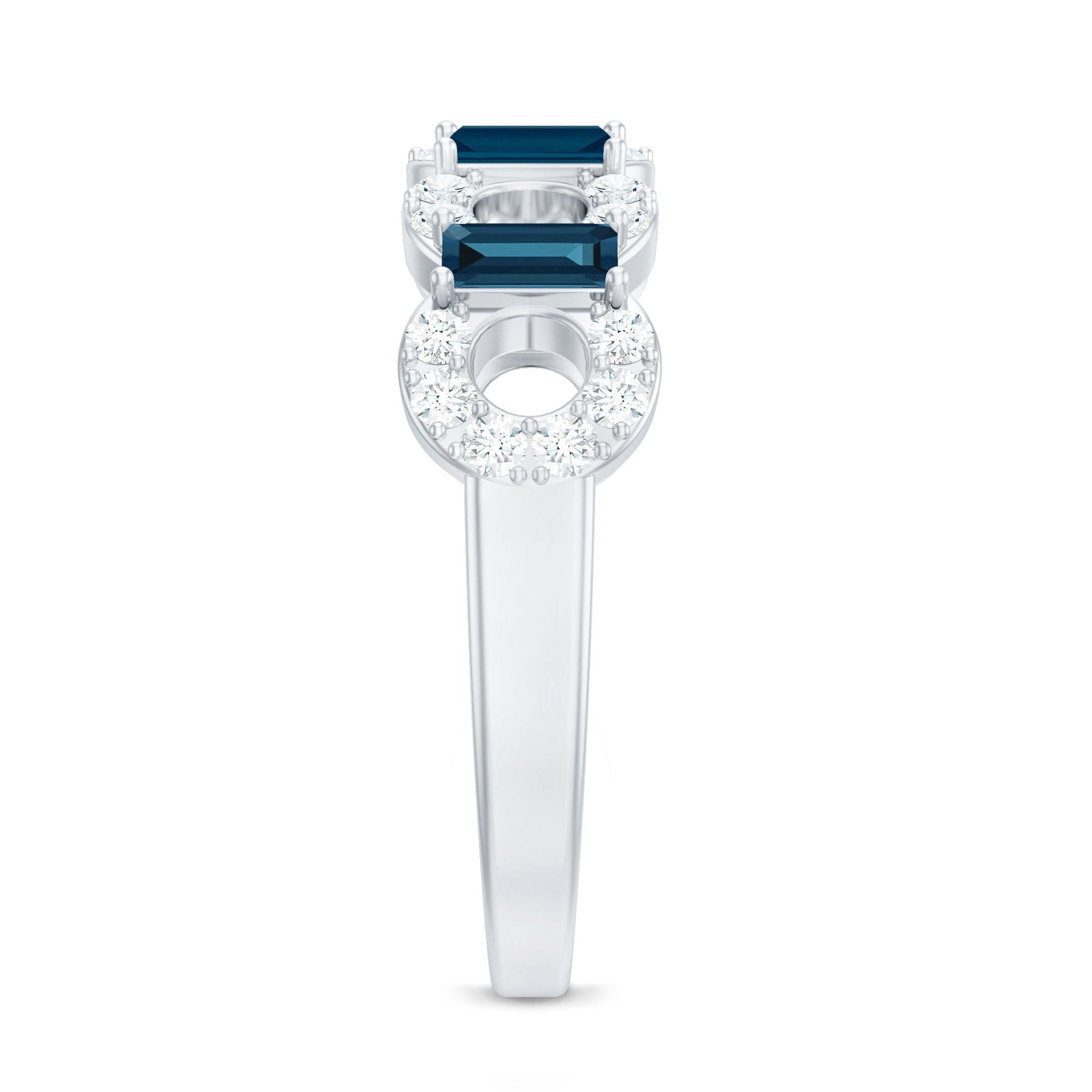 Baguette London Blue Topaz Art Deco Eternity Band with Diamond
