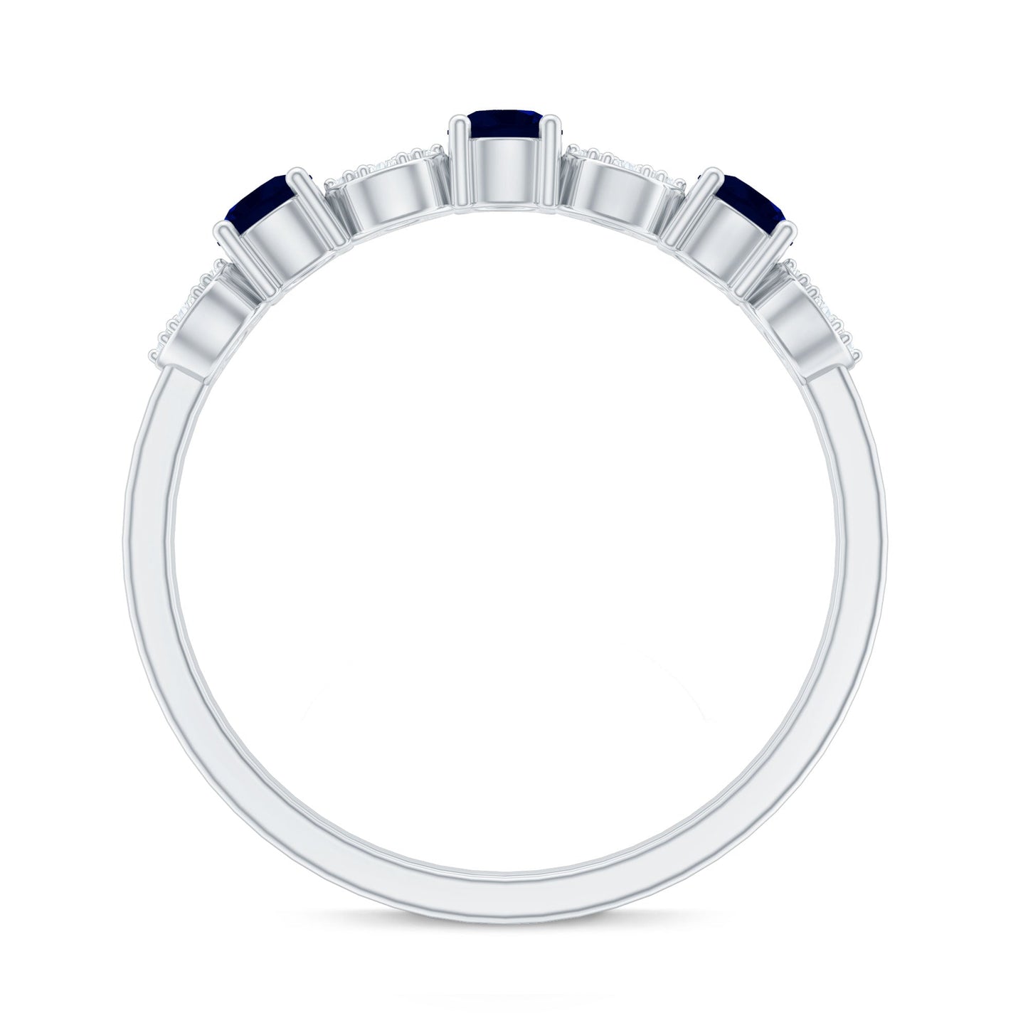 Natural Blue Sapphire Diamond Half Eternity Ring for Women